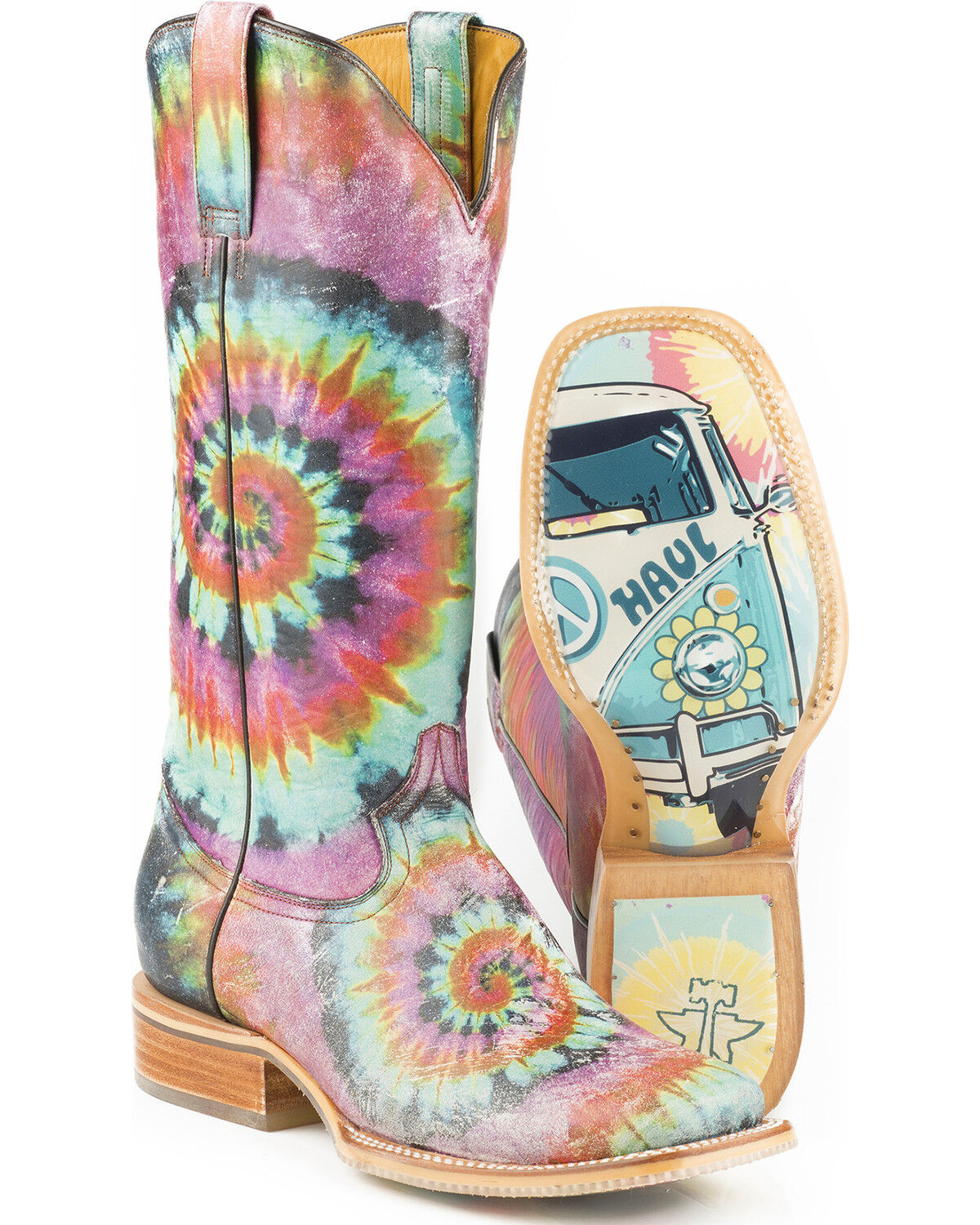 Tin Haul Women's Groovy with Tie Dye Camper Sole Western Boots - Square Toe 1 108655-tin-haul-women-s-groovy-with-tie-dye-camper-sole-western-boots-square-toe-1.jpg