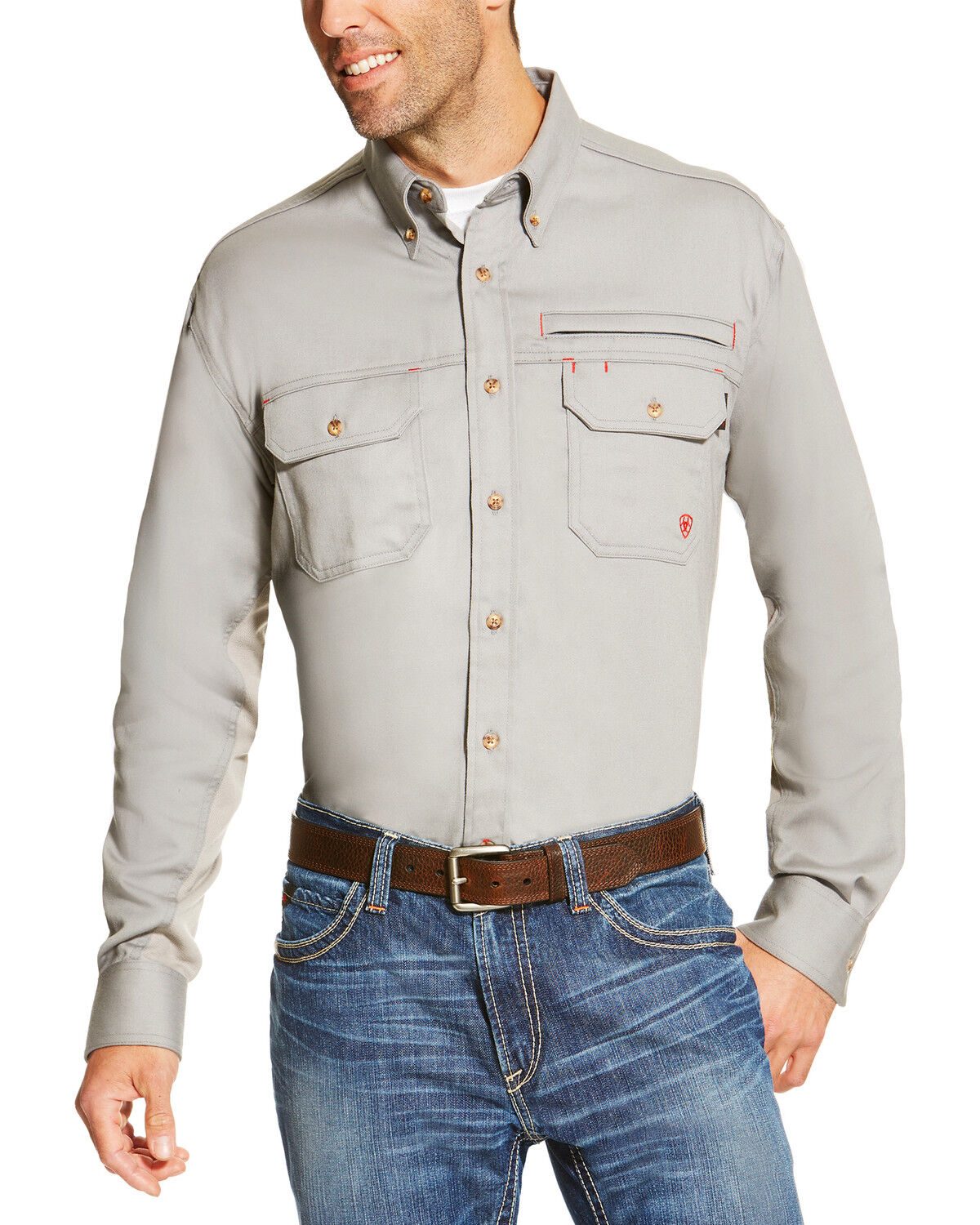 Ariat Men's FR Solid Vent Long Sleeve Button Down Work Shirt - Big