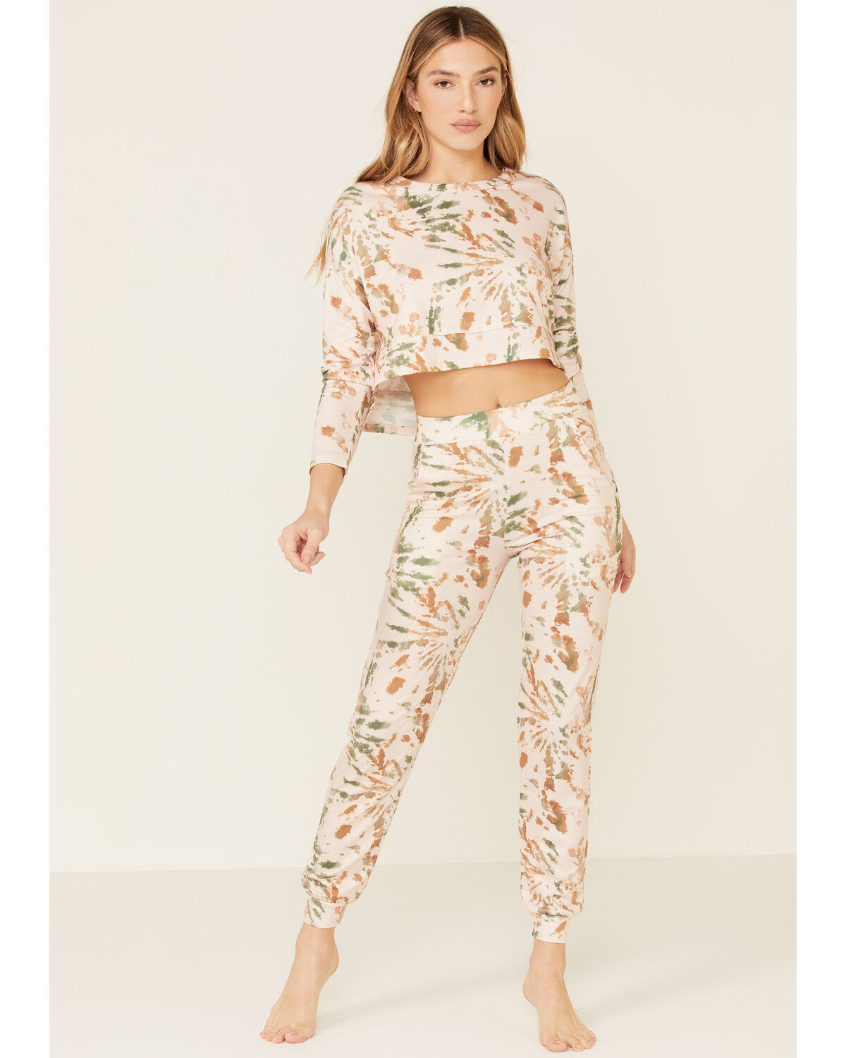 Peach Love Women's Cropped Splatter Print Sweatpants