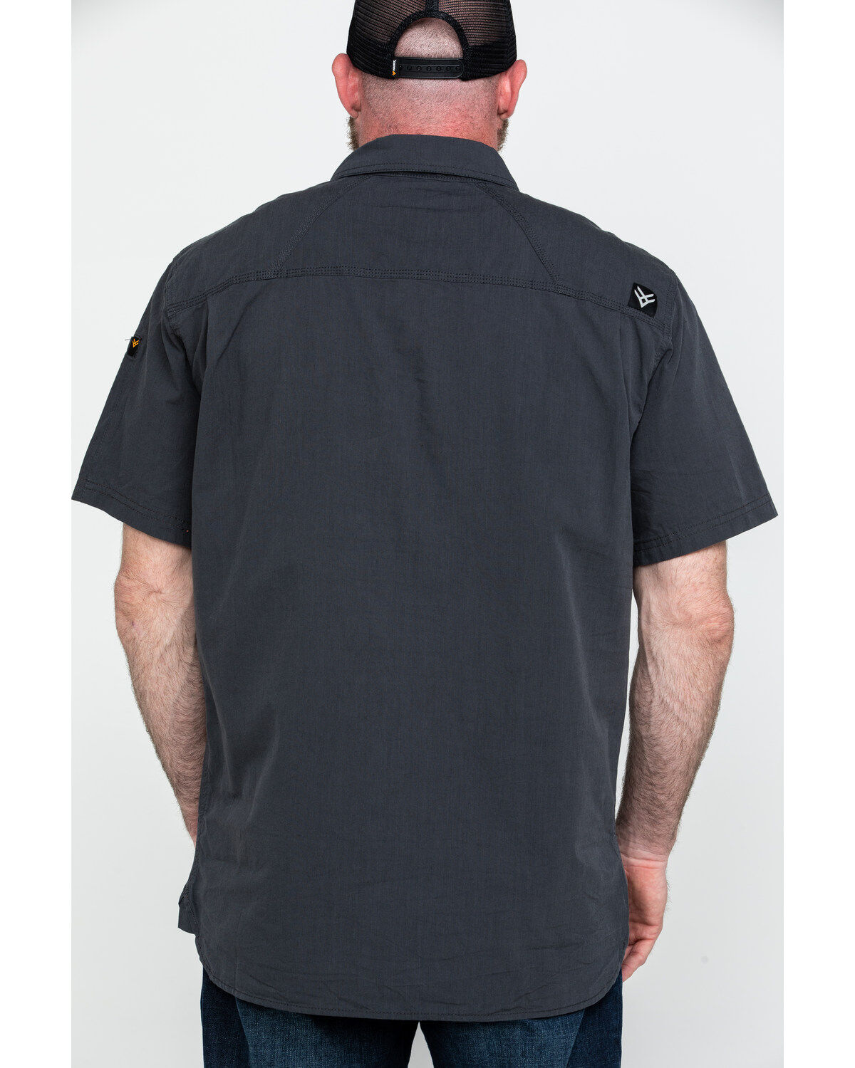 Hawx Men's Charcoal Solid Yarn Dye Two Pocket Short Sleeve Work Shirt - Big
