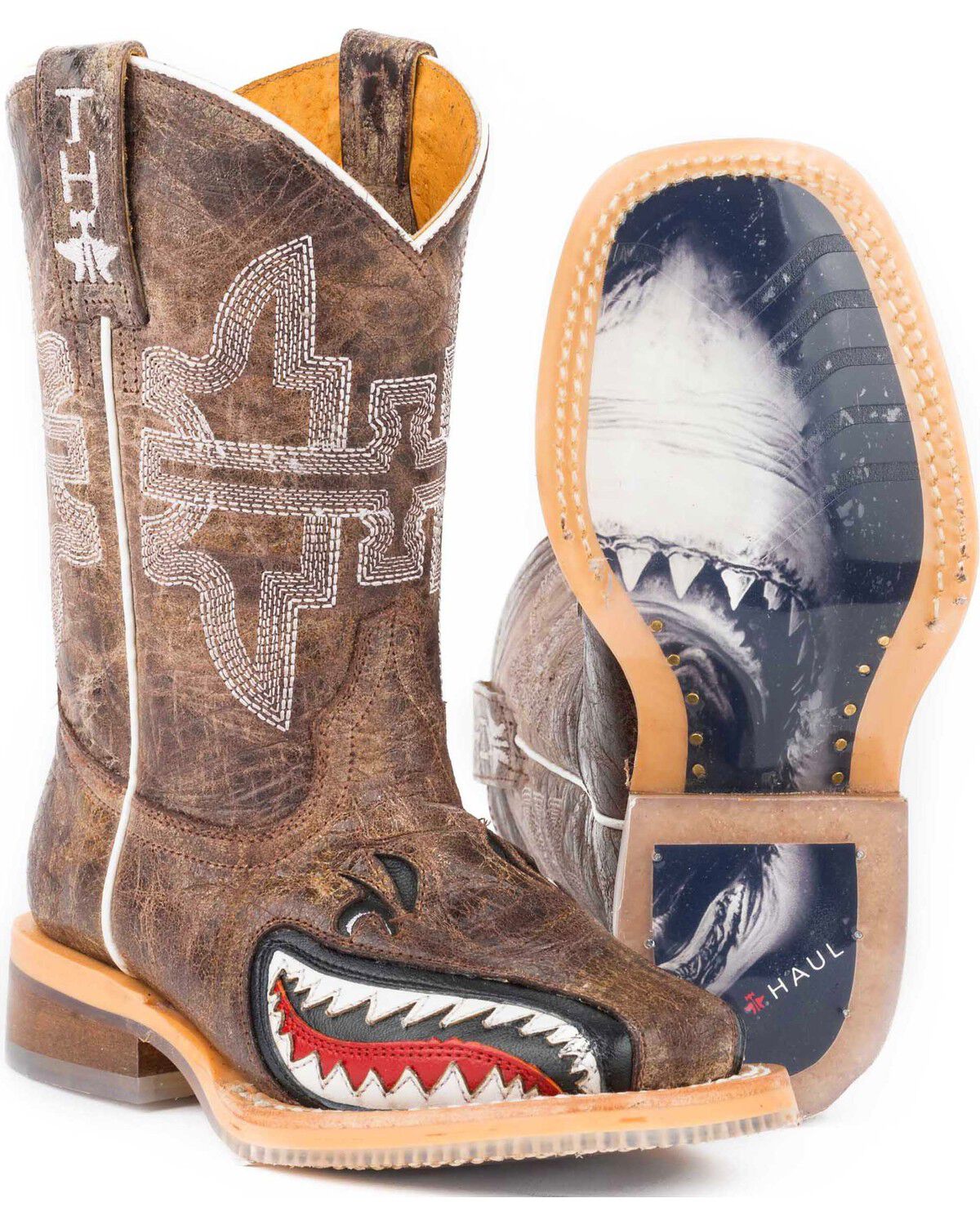 Tin Haul Boys' Tan and Red 8 Leather Western Boots - Square Toe 1 113012-tin-haul-boys-tan-and-red-8-leather-western-boots-square-toe-1.jpg