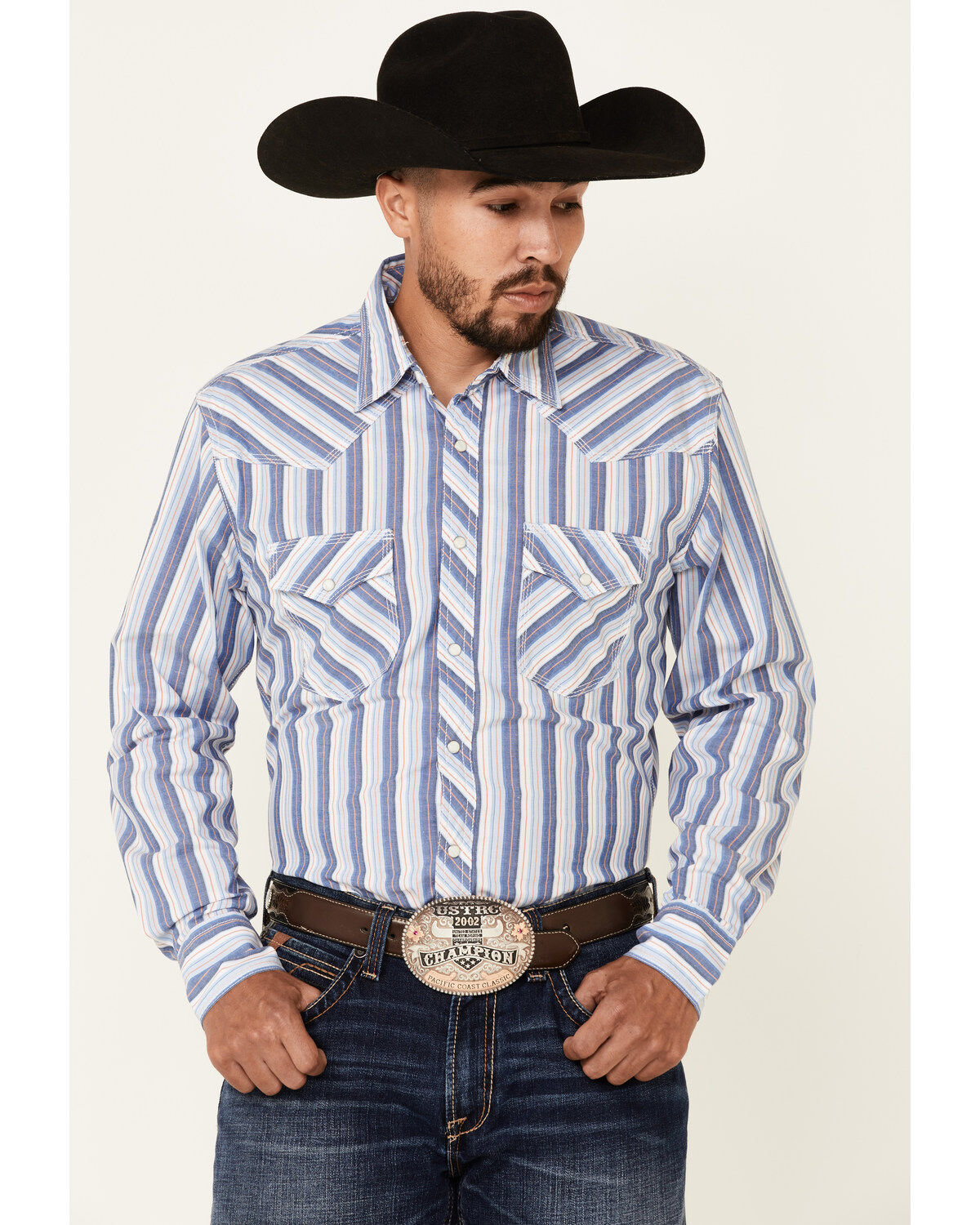 Wrangler 20X Men's Striped Long Sleeve Snap Western Shirt