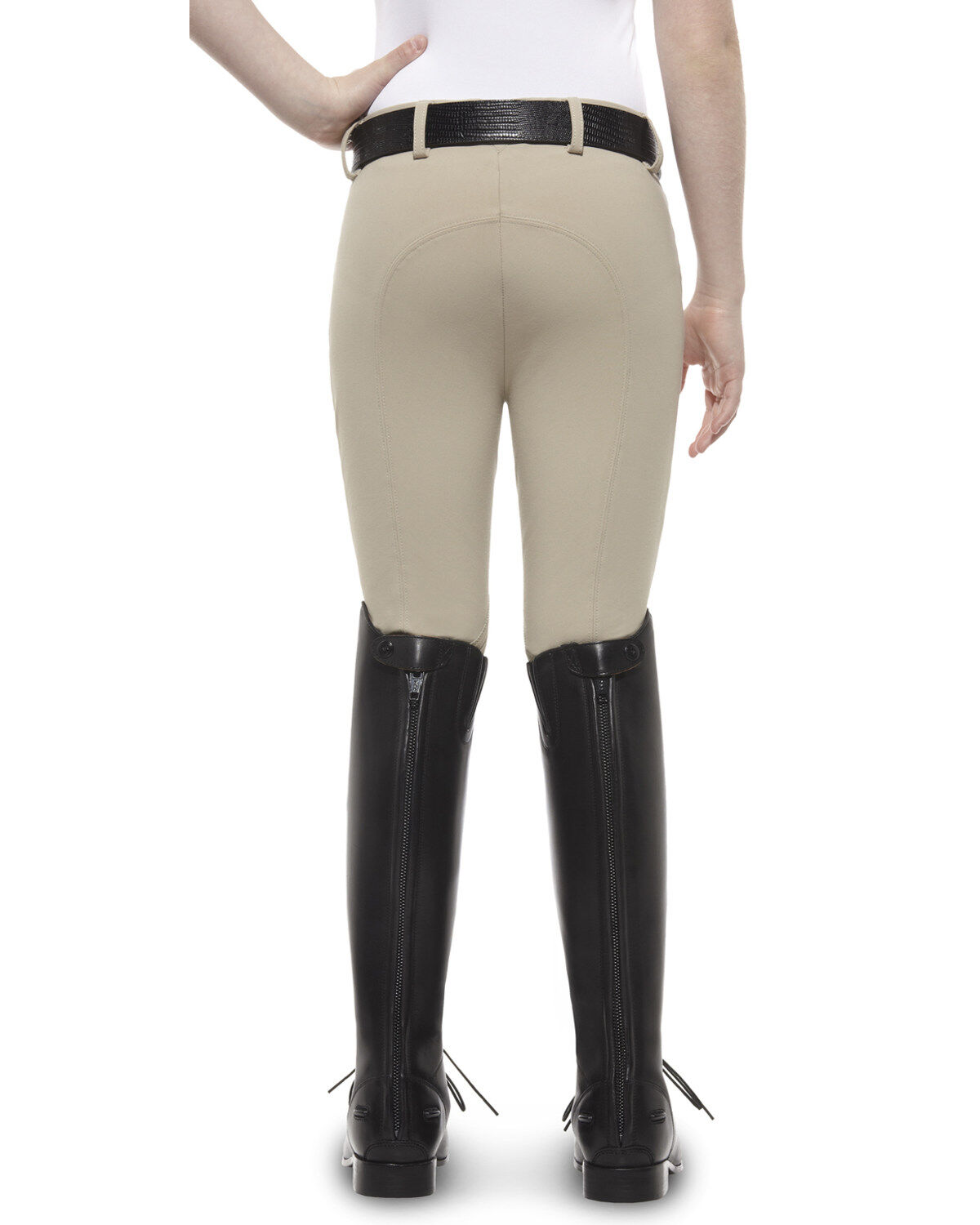 Ariat Girls' Olympia Low Rise Front-Zip Knee Patch Breeches