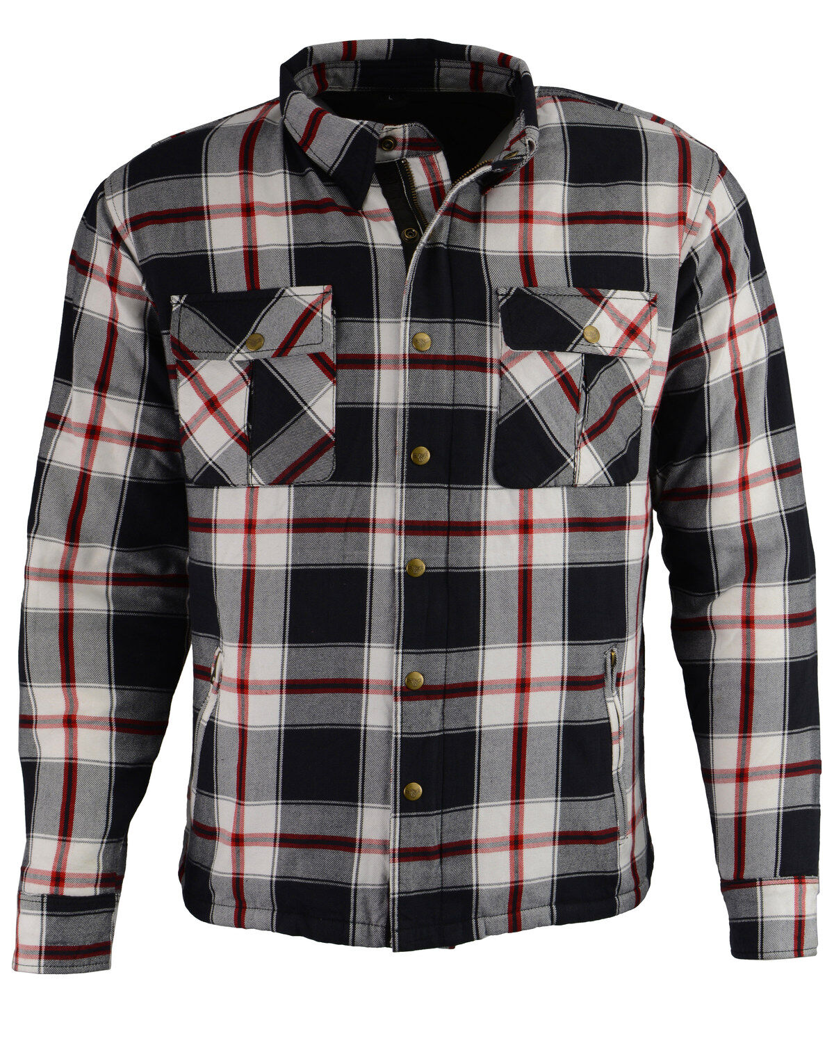 Milwaukee Performance Men's Black/White/Red Aramid Flannel Biker Jacket