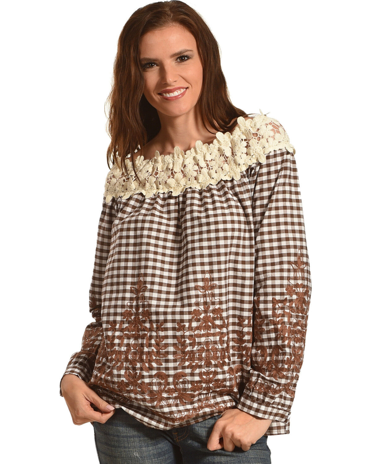 Young Essence Women's Off The Shoulder Embroidered Gingham Top 1 115298-young-essence-women-s-off-the-shoulder-embroidered-gingham-top-1.jpg