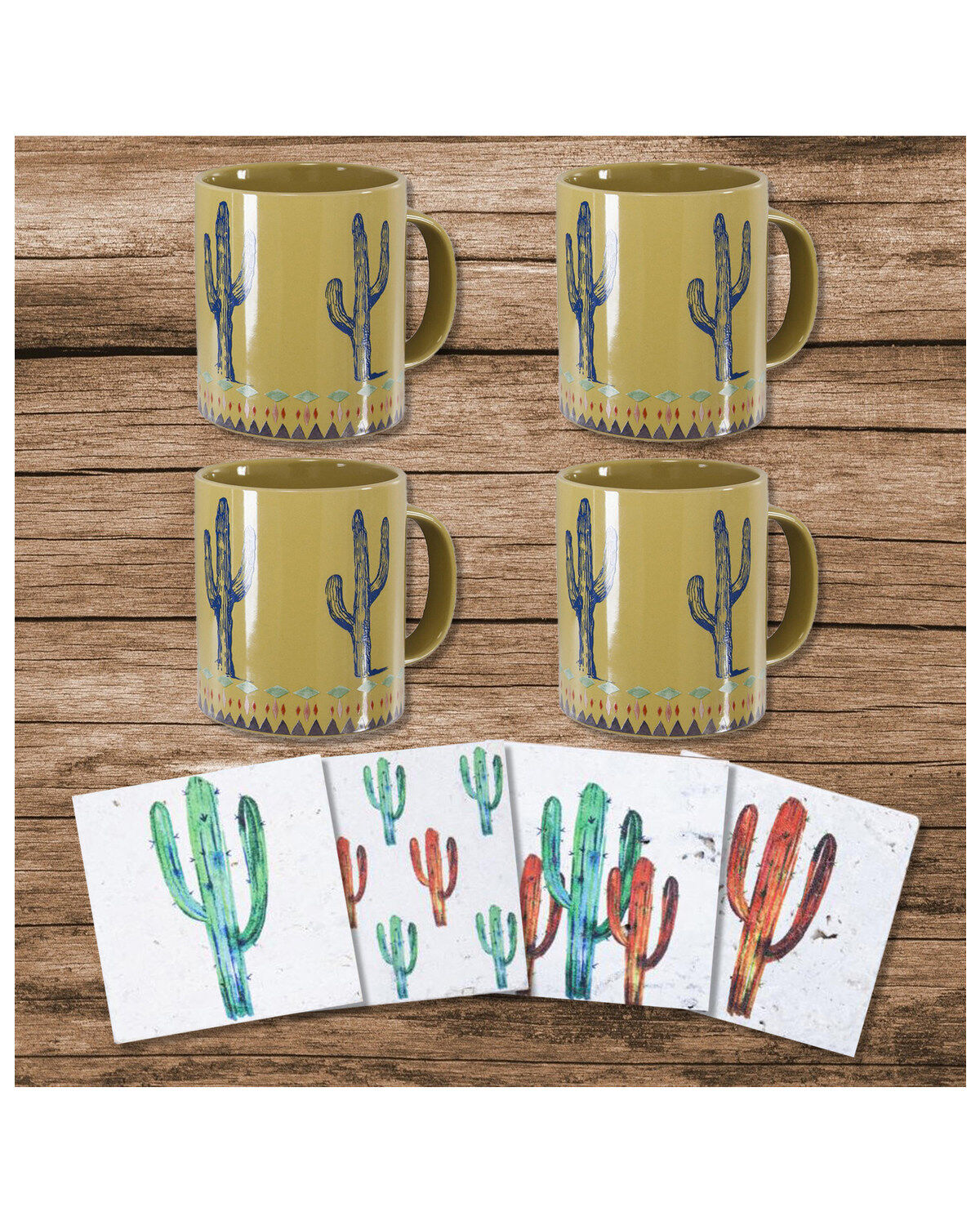HiEnd Accents Cactus Coffee Mug & Coaster Set - 8 Piece