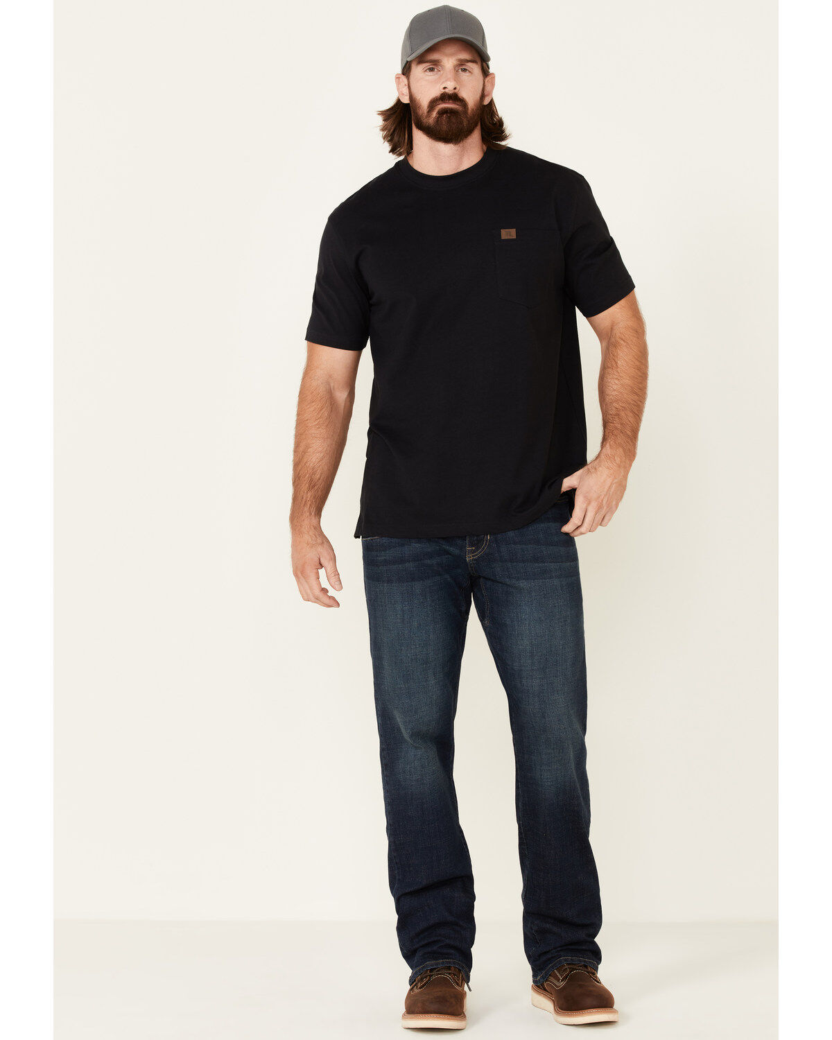 Hawx Men's Dark Wash Straight Stretch Denim Work Jeans