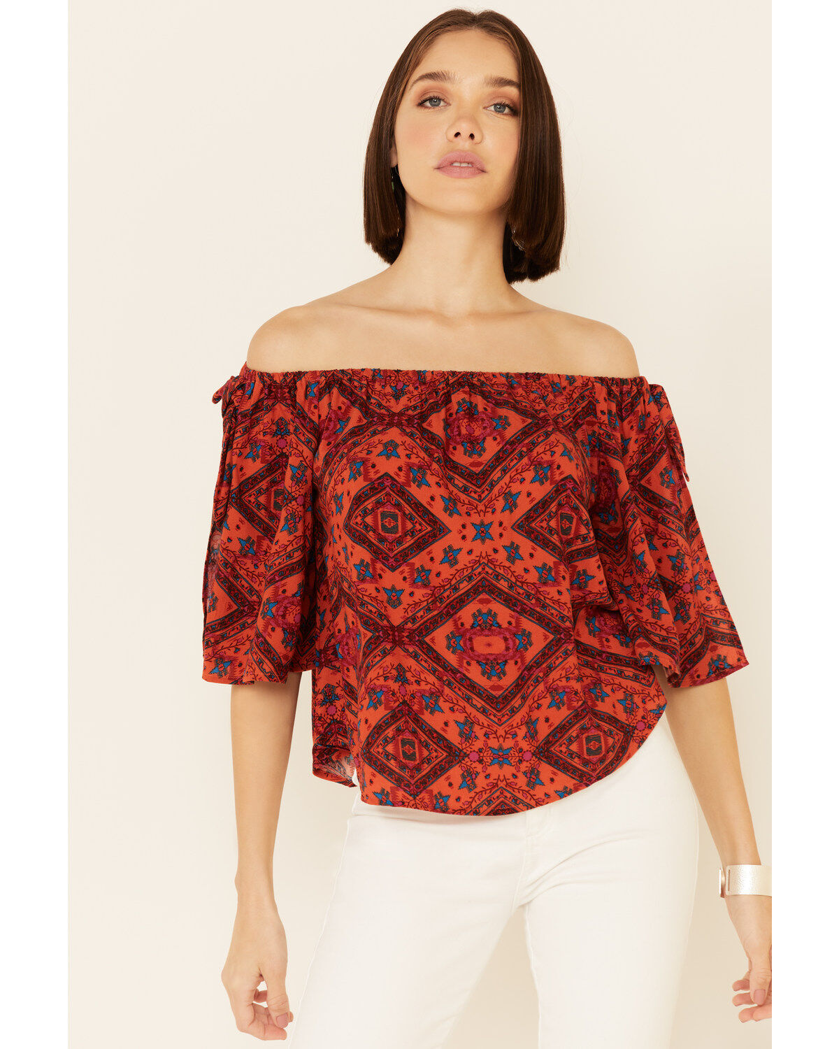 Shyanne Women's Chili Tile Print Tie Sleeve Off-Shoulder Top 1 116993-shyanne-women-s-chili-tile-print-tie-sleeve-off-shoulder-top-1.jpg