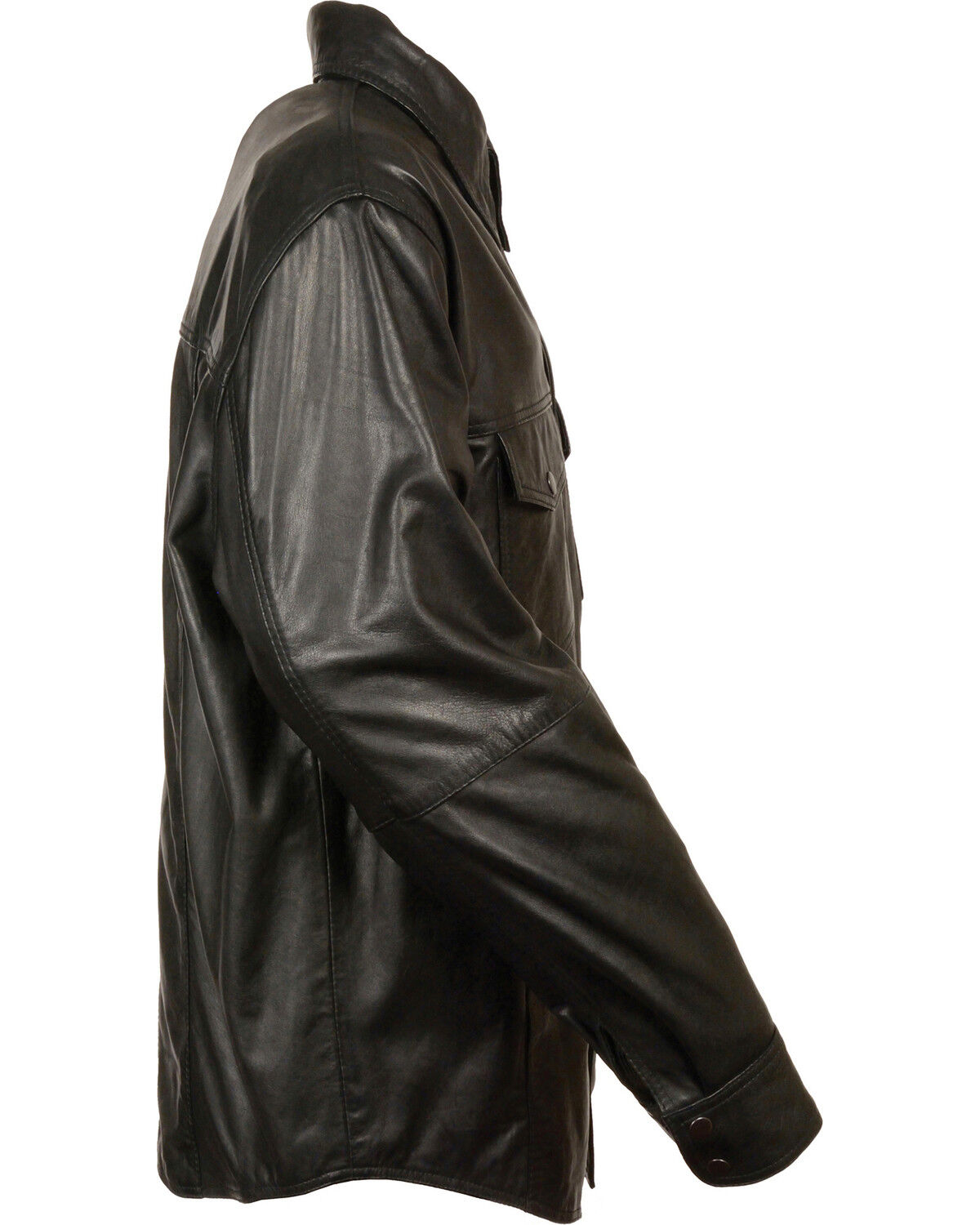 Milwaukee Leather Men's Black Lightweight Leather Shirt - Big & Tall