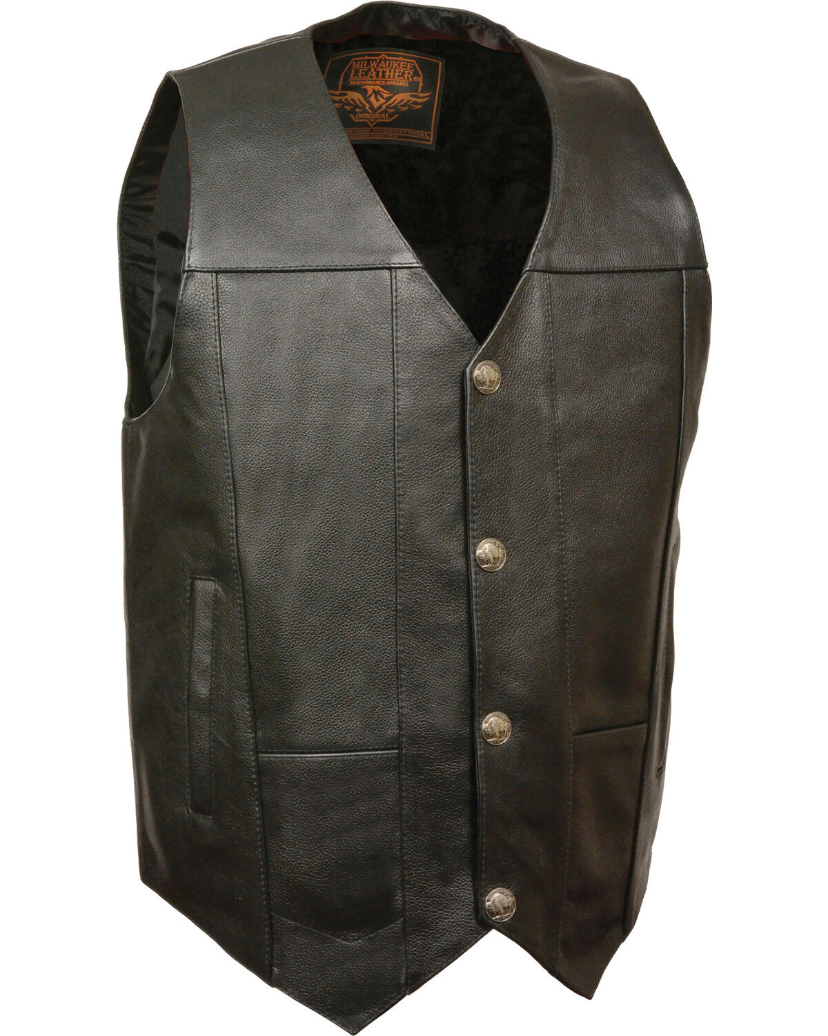 Milwaukee Leather Men's Buffalo Snap Plain Side Vest - 3X