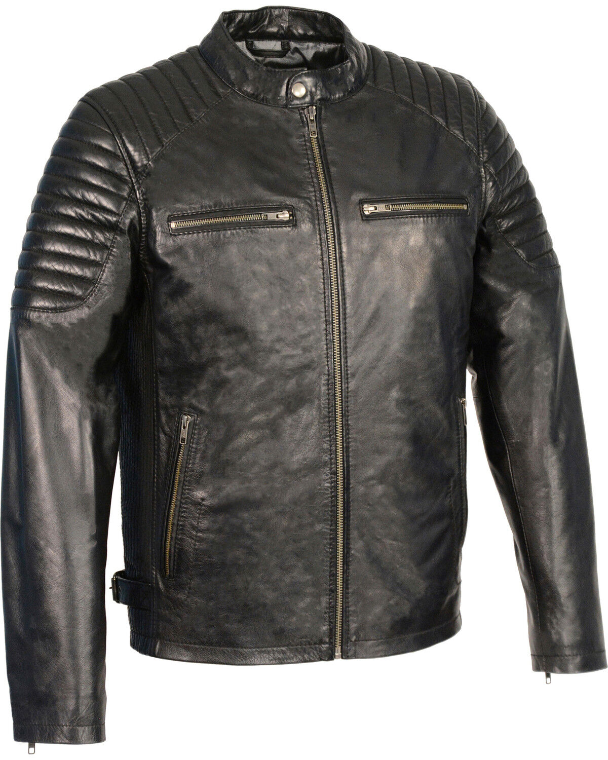 Milwaukee Leather Men's Quilted Shoulders Snap Collar Leather Jacket - 3X