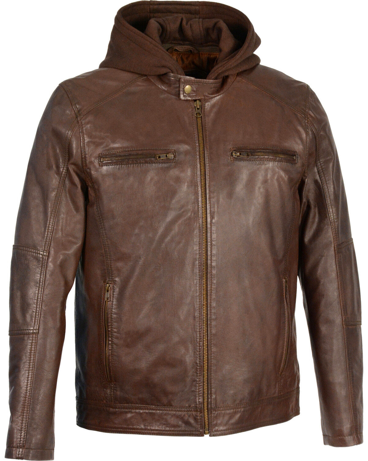 Milwaukee Leather Men's Snap Collar Leather Moto Jacket with Removable Hood - Big - 4X