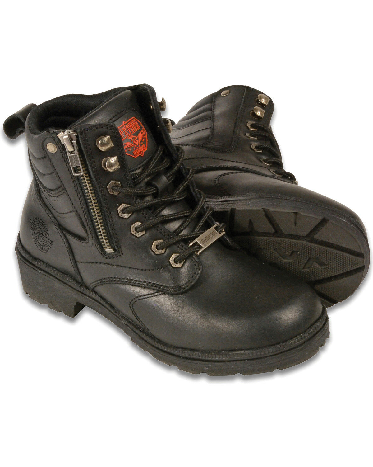 Milwaukee Leather Women's Side Zipper Boots - Round Toe
