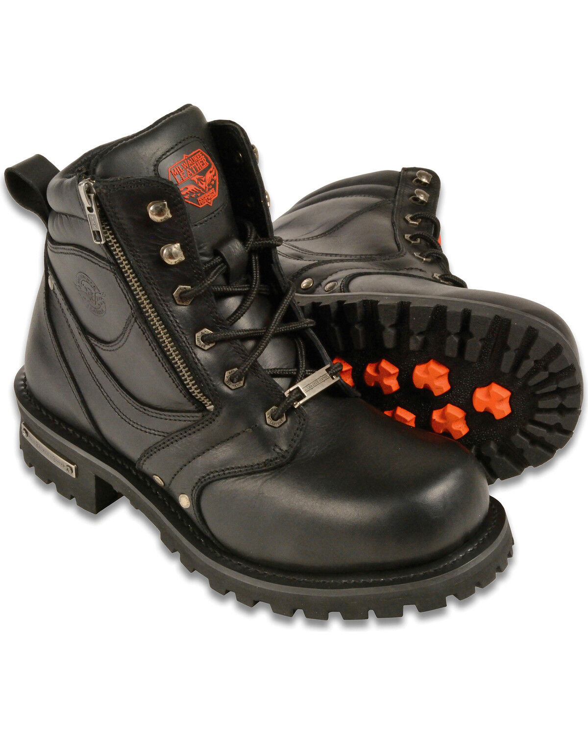 Milwaukee Leather Men's 6 Side Zipper Boots - Round Toe
