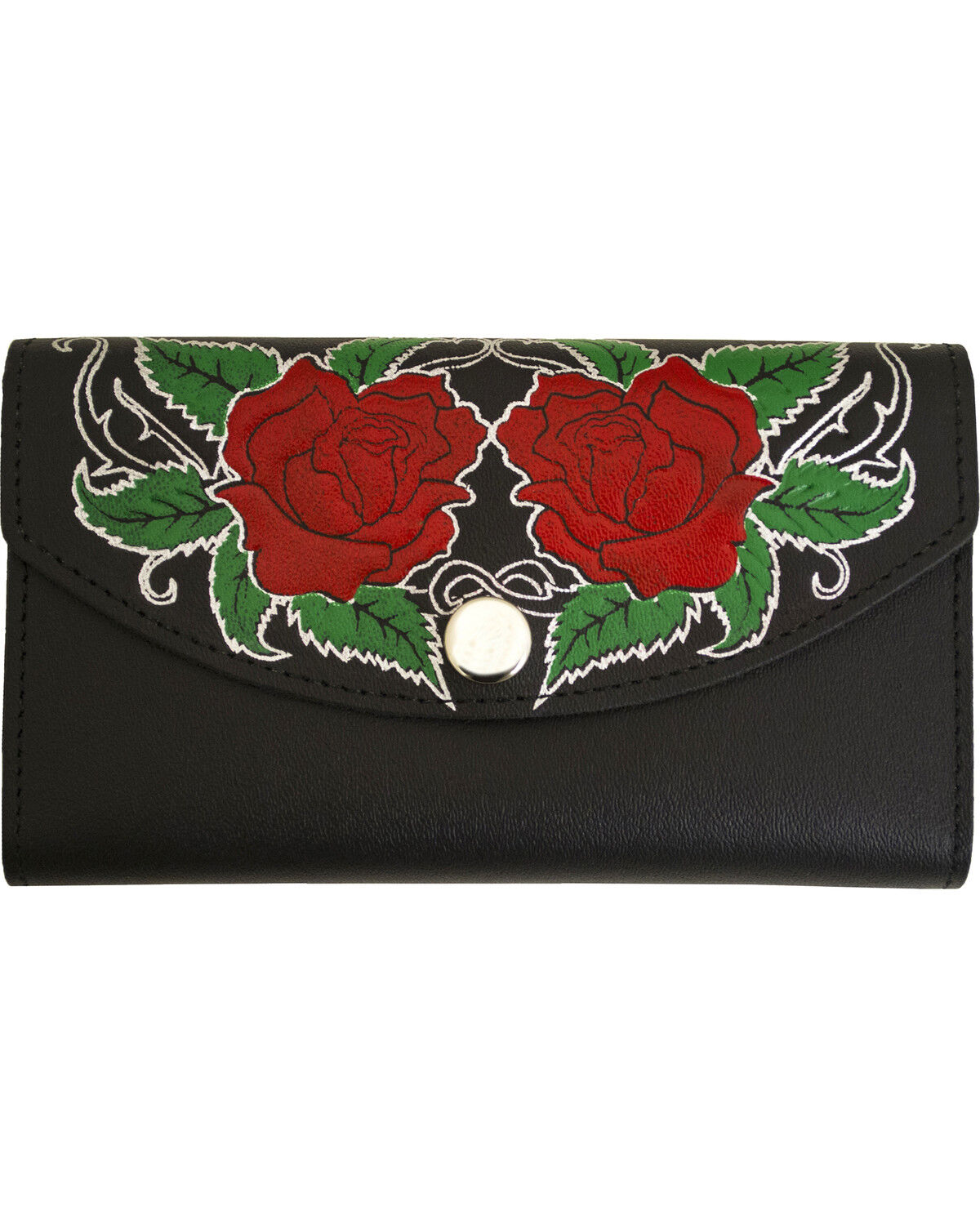 Western Express Women's Rose Black Leather Organizer Wallet