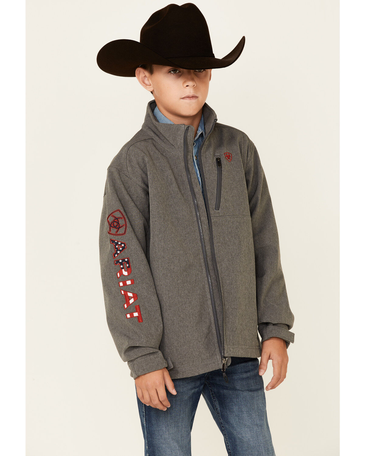 Ariat Boys' Americana Logo 2.0 Zip-Front Softshell Jacket