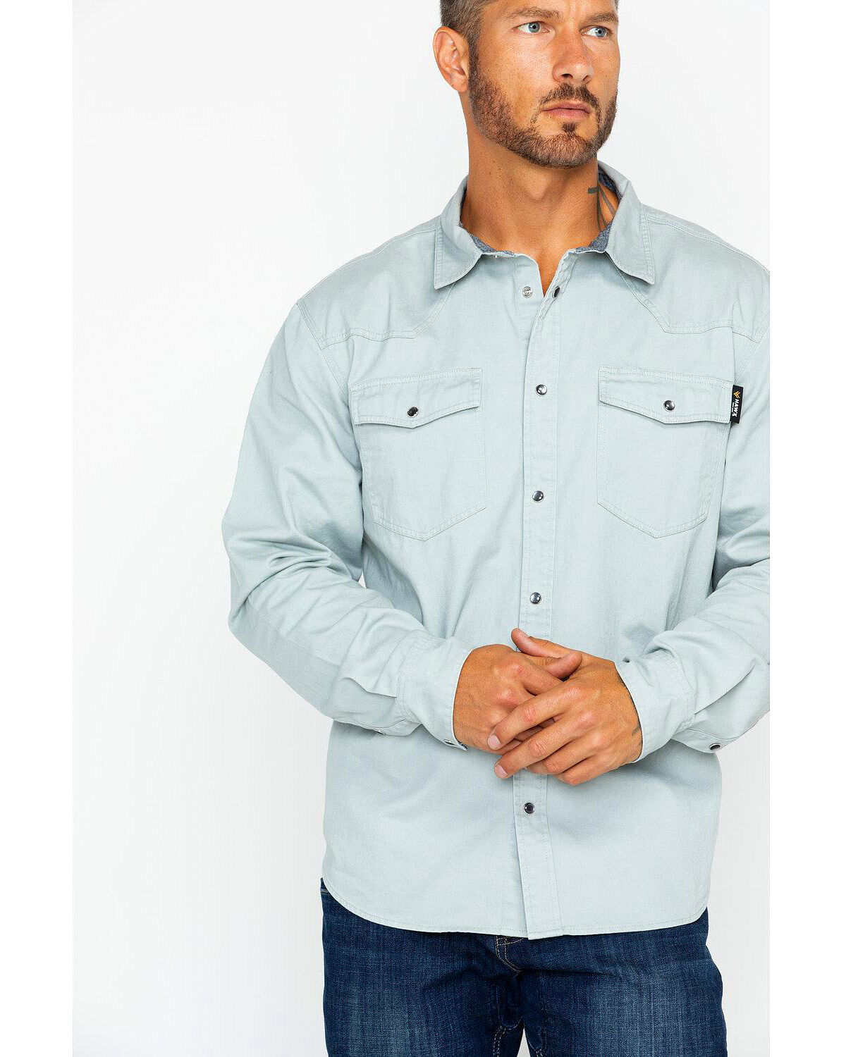 Hawx Men's Twill Pearl Snap Long Sleeve Western Work Shirt - Tall