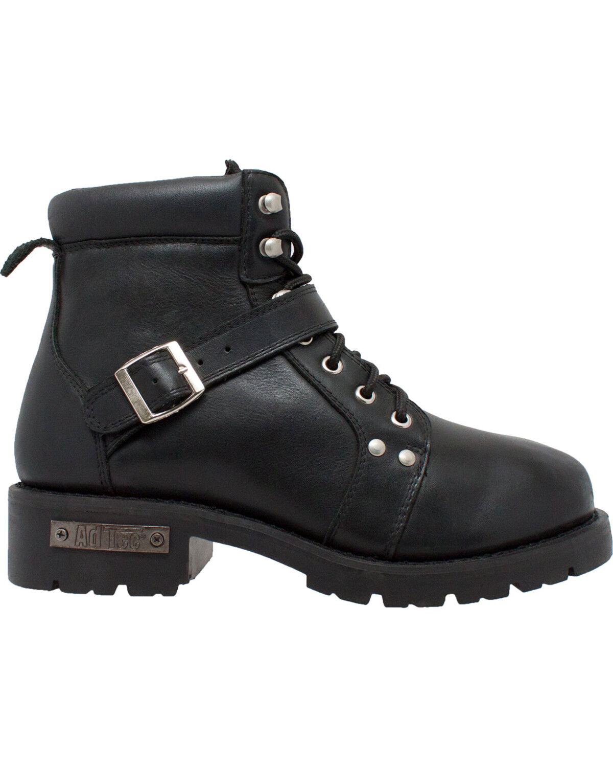 Ad Tec Men's 6 Lace Zipper Biker Boots - Round Toe