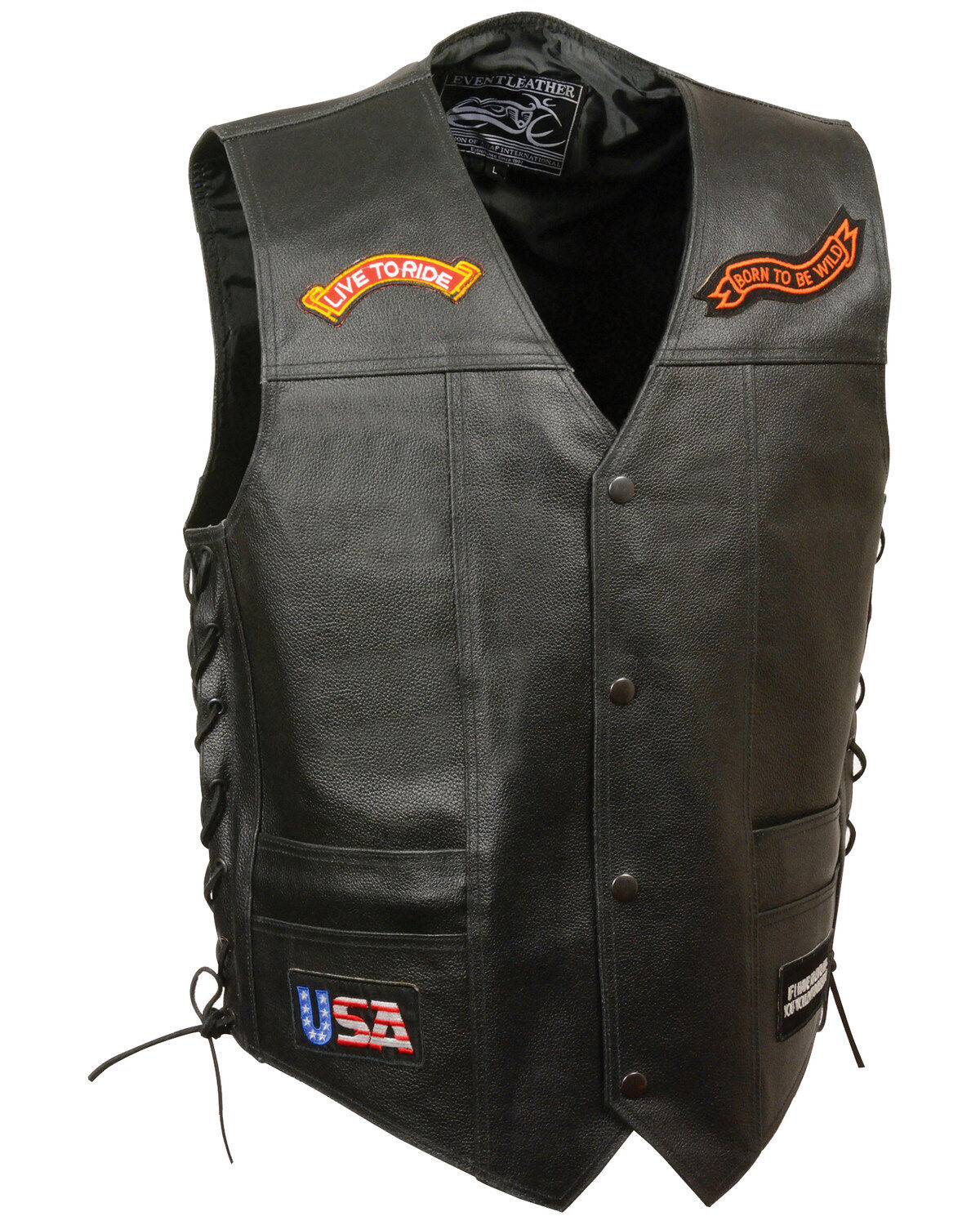 Milwaukee Leather Men's Side Lace Live to Ride Patch Vest - 4X 1 136822-milwaukee-leather-men-s-side-lace-live-to-ride-patch-vest-4x-1.jpg