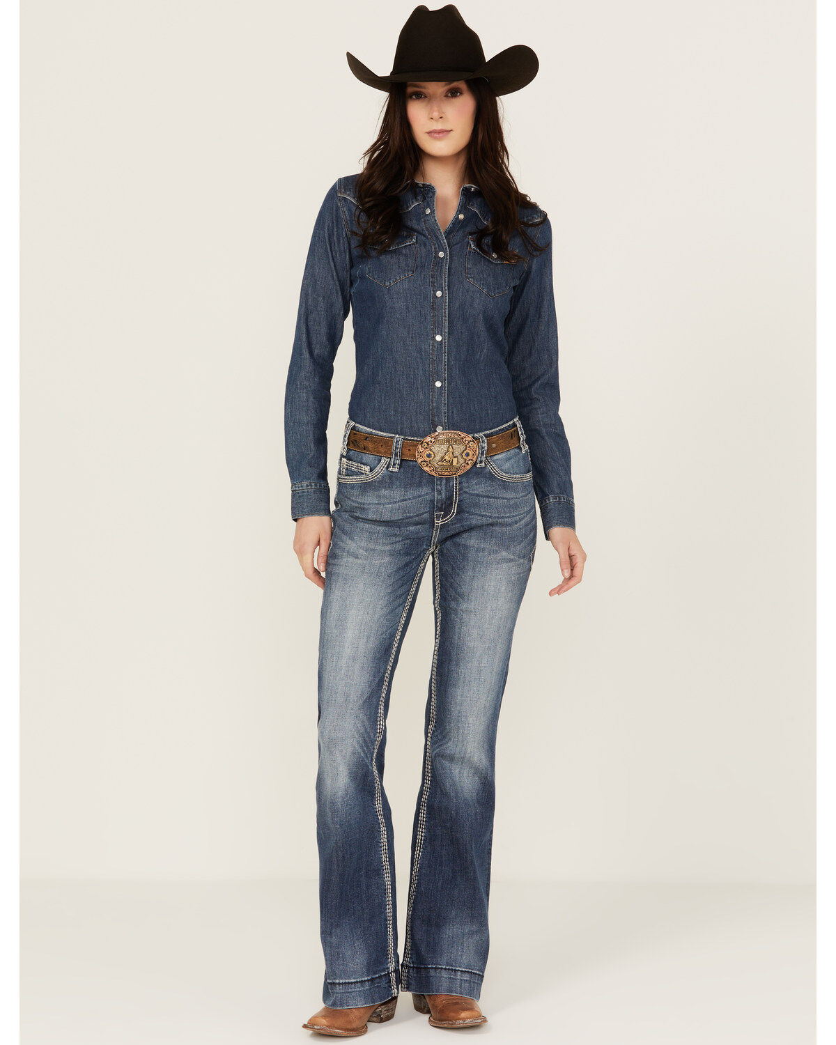Rock & Roll Denim Women's Dark Wash Stitched Pocket Bootcut Stretch Denim Jeans 1 136839-rock-amp-roll-denim-women-s-dark-wash-stitched-pocket-bootcut-stretch-denim-jeans-1.jpg