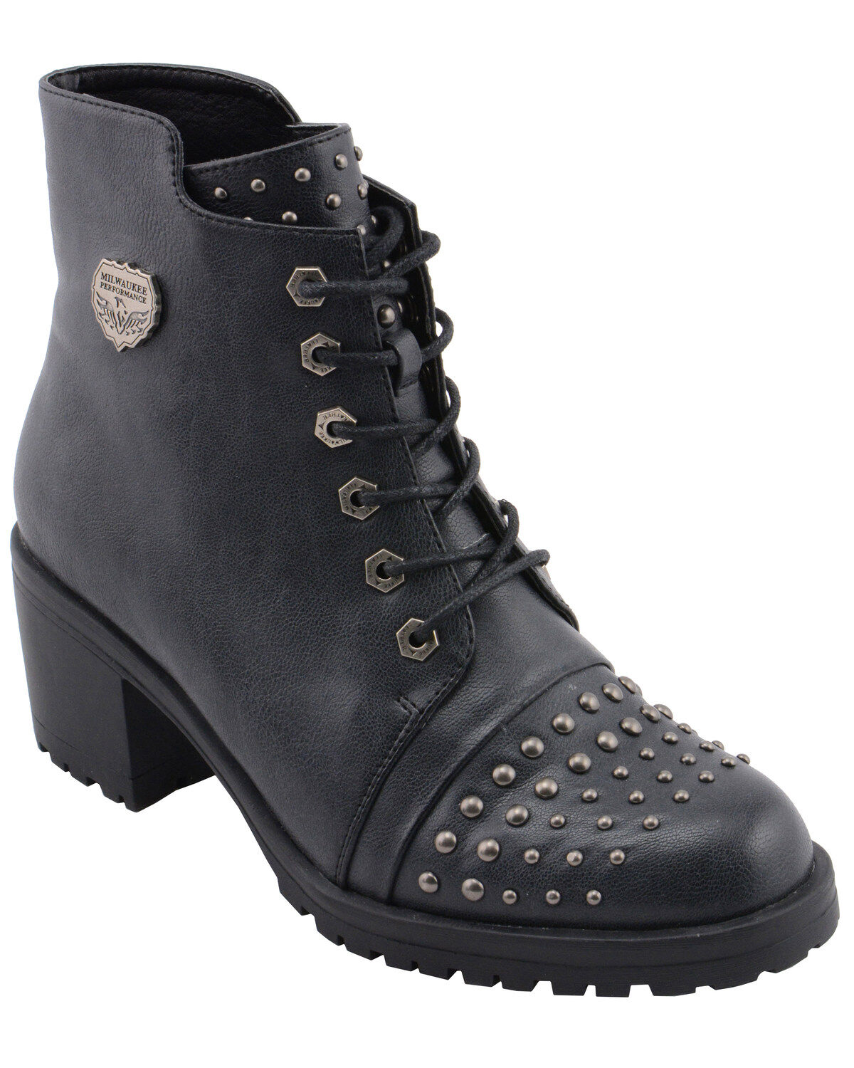 Milwaukee Leather Women's Studded Rocker Boots - Round Toe