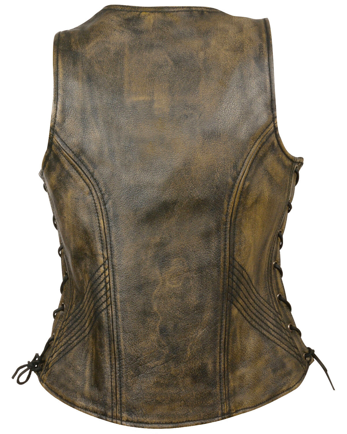 Milwaukee Leather Women's Open Neck Side Lace Zipper Front Vest - 3X