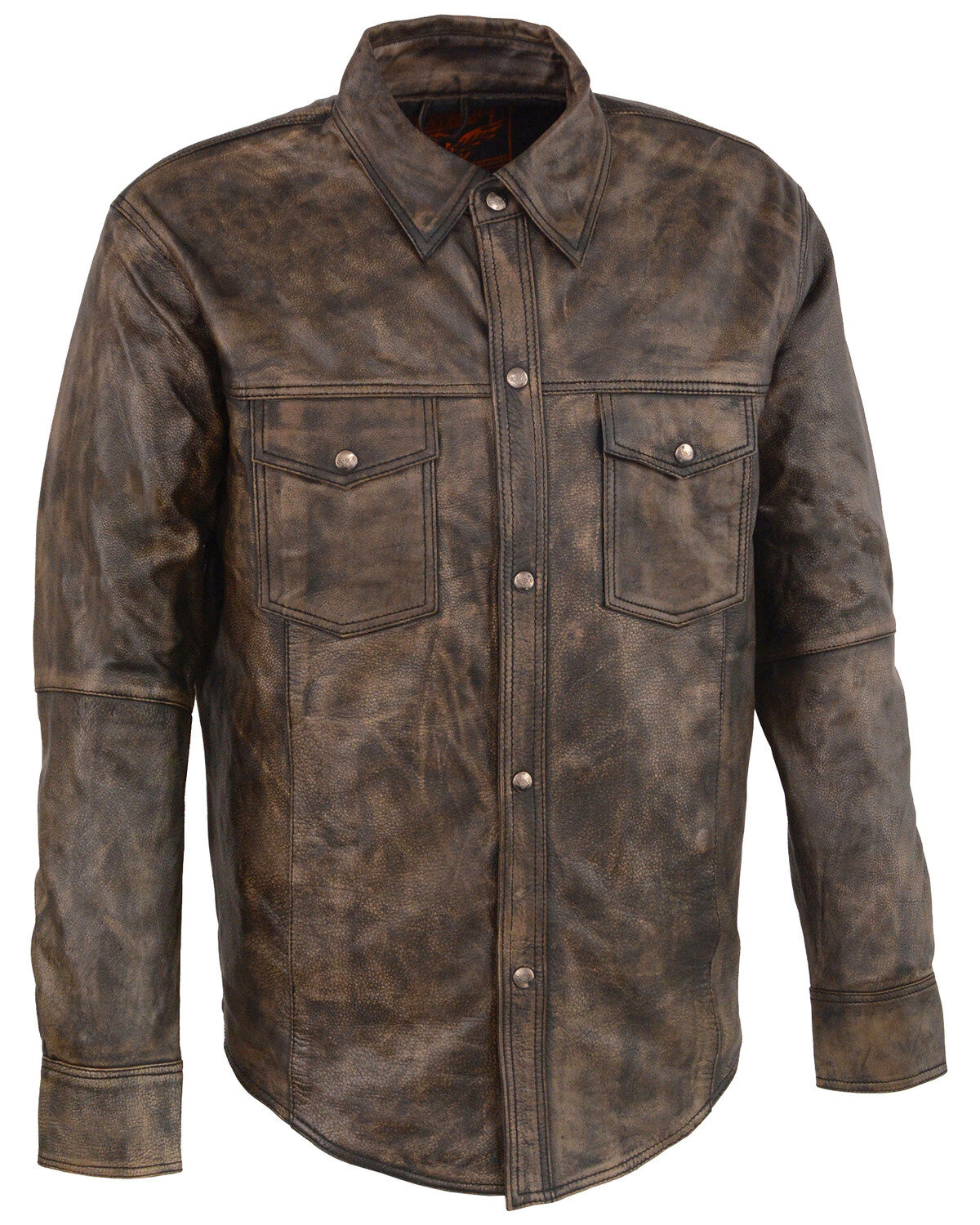 Milwaukee Leather Men's Distressed Light Leather Snap Front Shirt