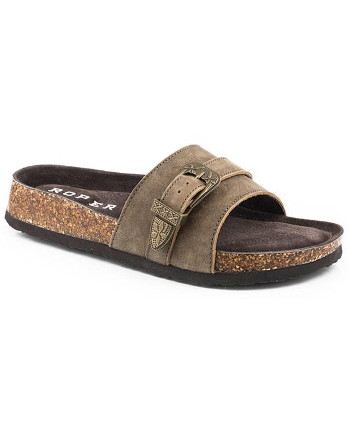 Roper Women's Phoenican Vintage Leather Buckle Slide Sandal