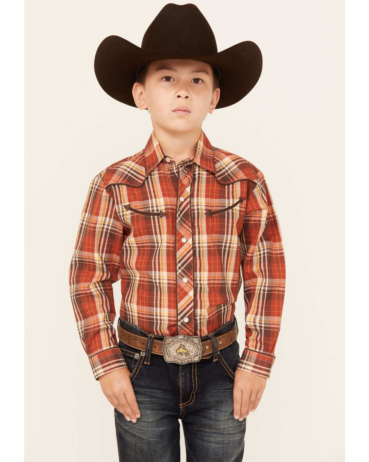 Roper Boys' Plaid Print Cowboy Embroidery Long Sleeve Pearl Snap Western Shirt 1 156613-roper-boys-plaid-print-cowboy-embroidery-long-sleeve-pearl-snap-western-shirt-1.jpg
