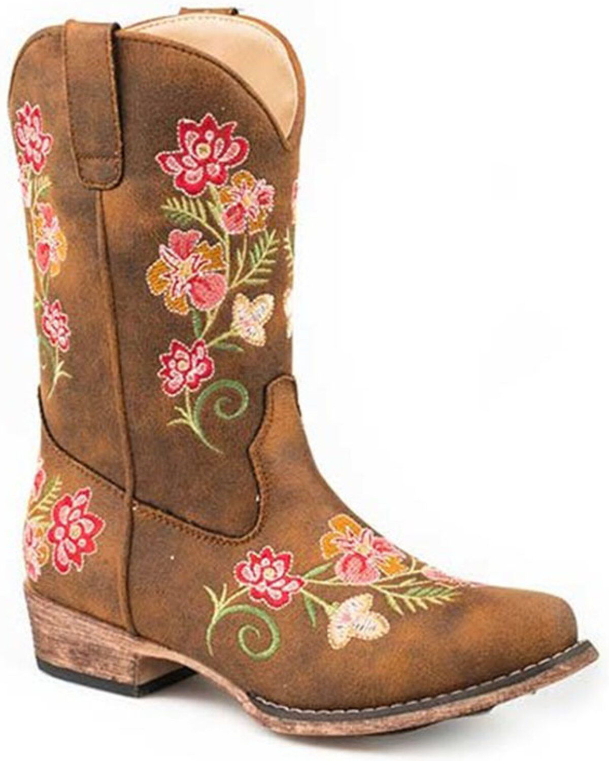 Roper Girls' Juliet Vintage Faux Leather Embroidered Western Boot - Snip Toe
