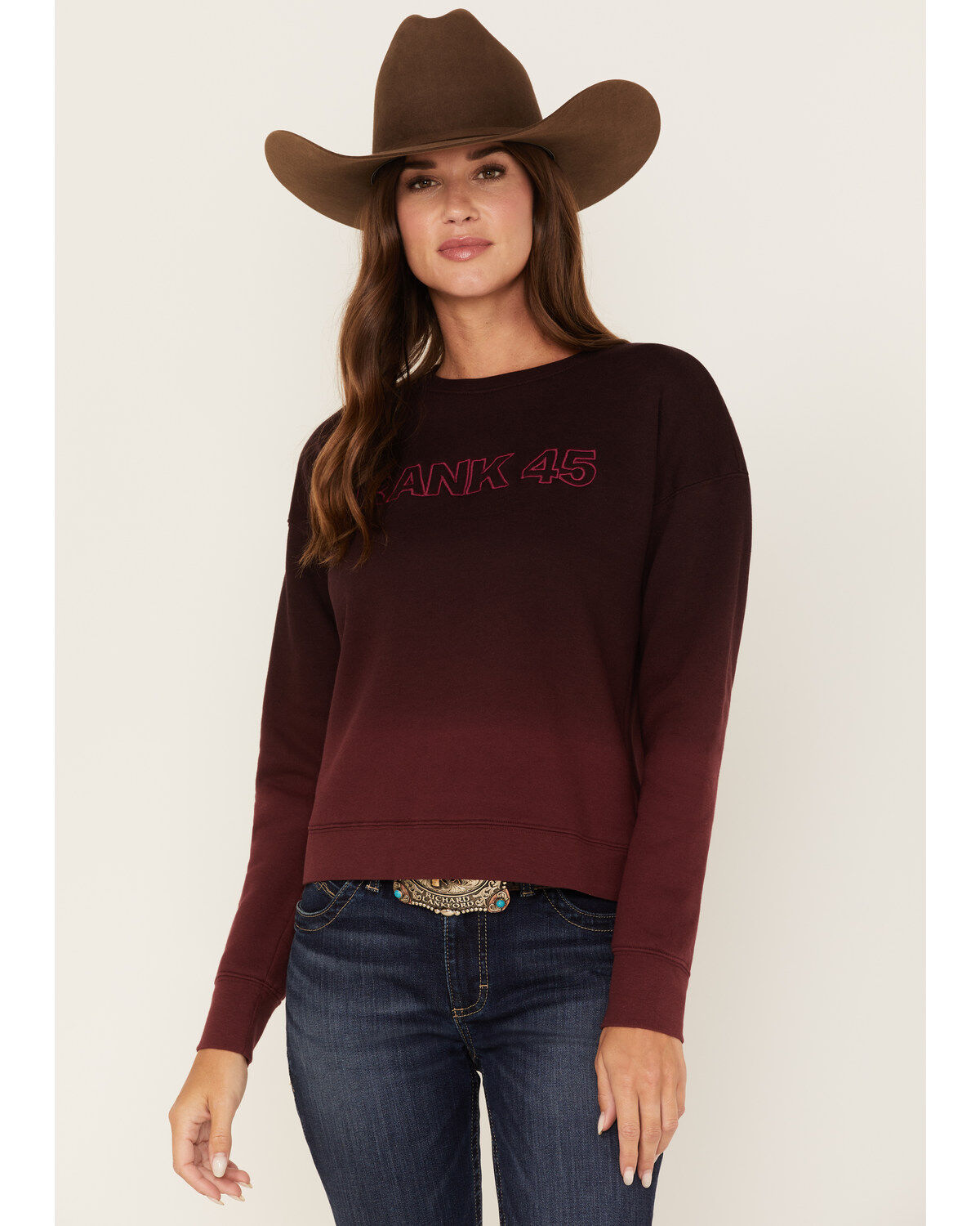 RANK 45&reg; Women's Long Sleeve Ombre Pullover Sweater