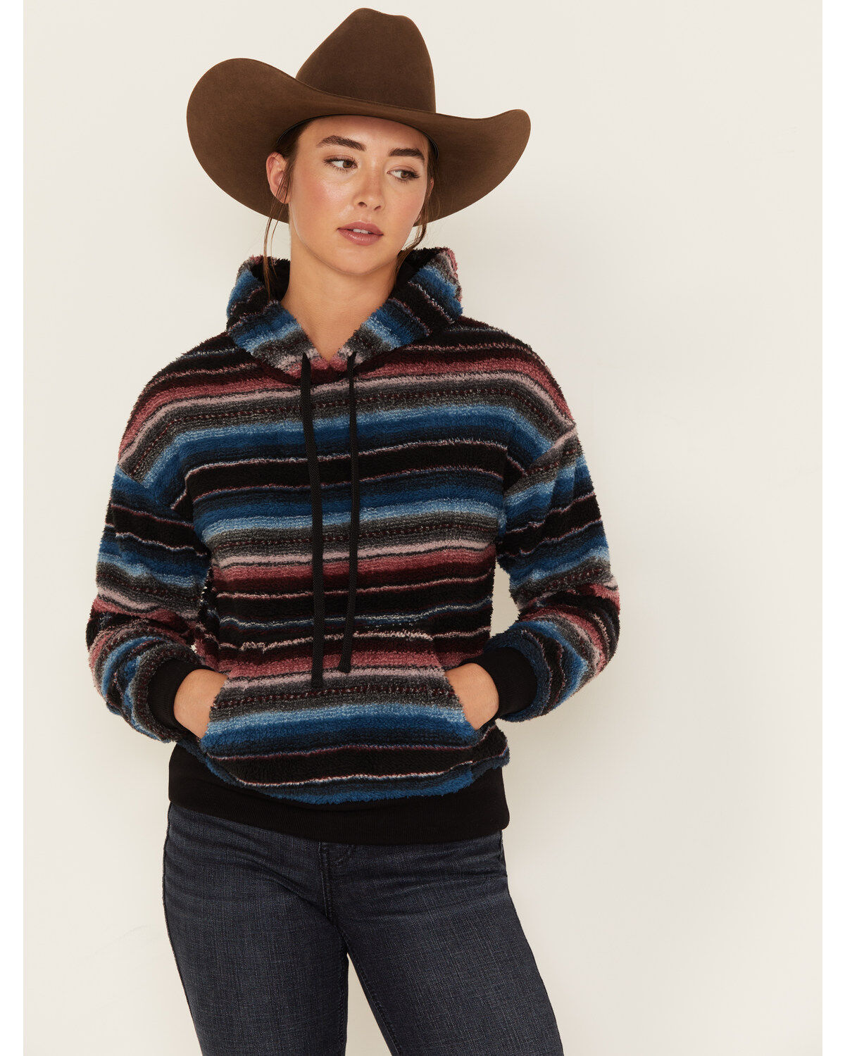 RANK 45&reg; Women's Serape Stripe Plush Fleece Hoodie