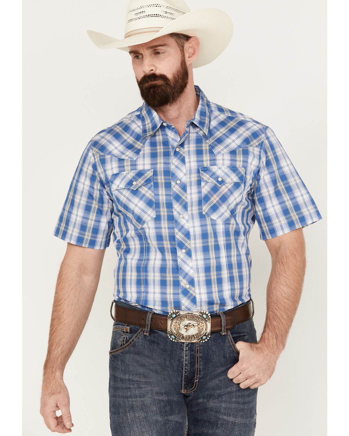 Wrangler Men's Fashion Plaid Print Short Sleeve Snap Western Shirt 1 164769-wrangler-men-s-fashion-plaid-print-short-sleeve-snap-western-shirt-1.jpg