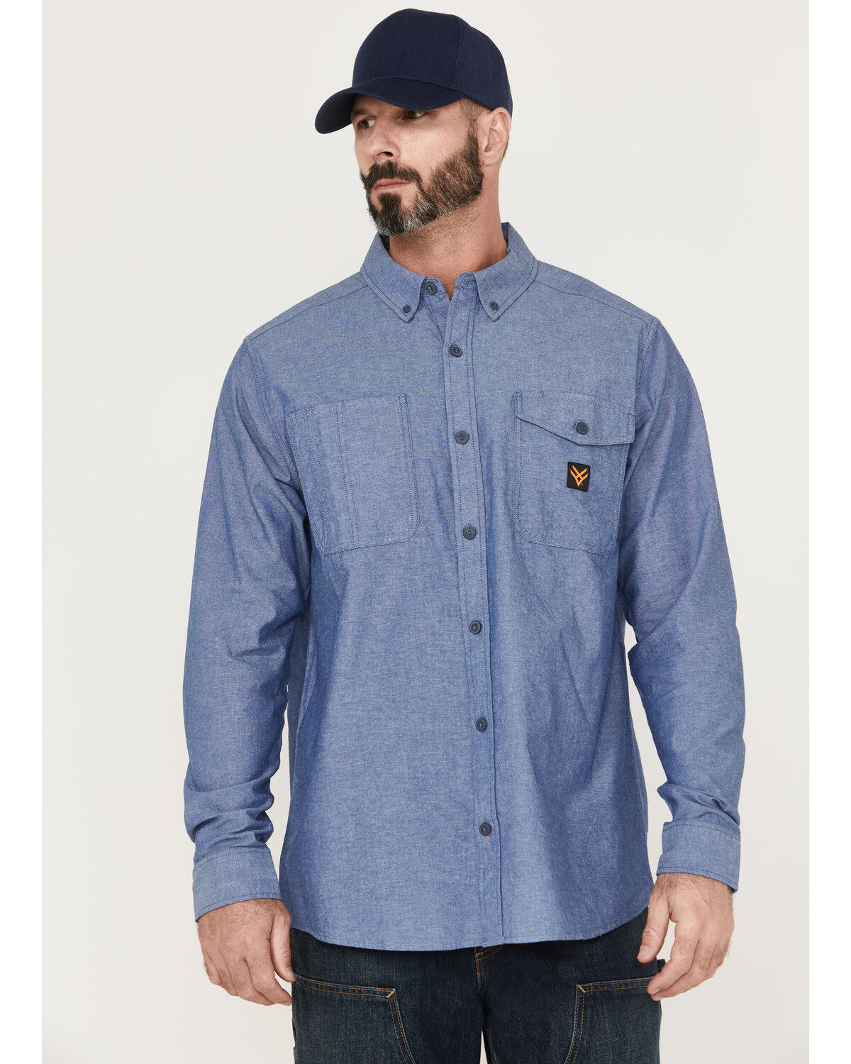 Hawx Men's Chambray Sun Protection Long Sleeve Button-Down Western Shirt