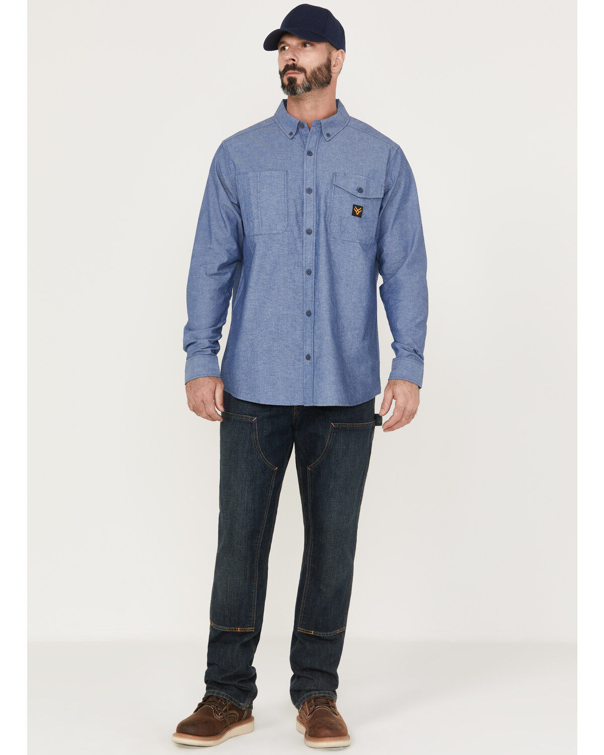 Hawx Men's Chambray Sun Protection Long Sleeve Button-Down Western Shirt