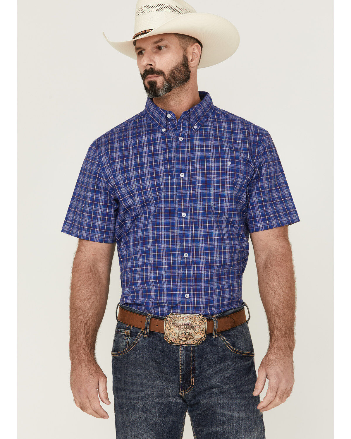 RANK 45&reg; Men's Charge Small Plaid Print Button-Down Western Shirt