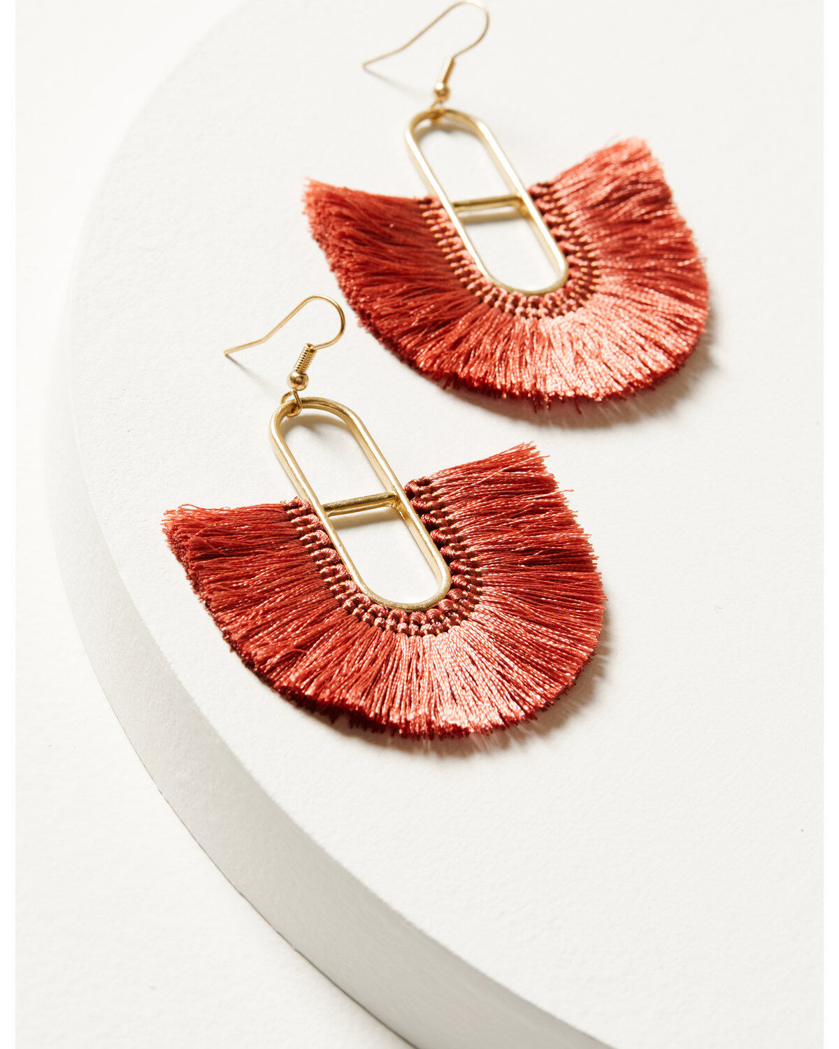 Shyanne Women's Golden Hour Red Fringe Earrings