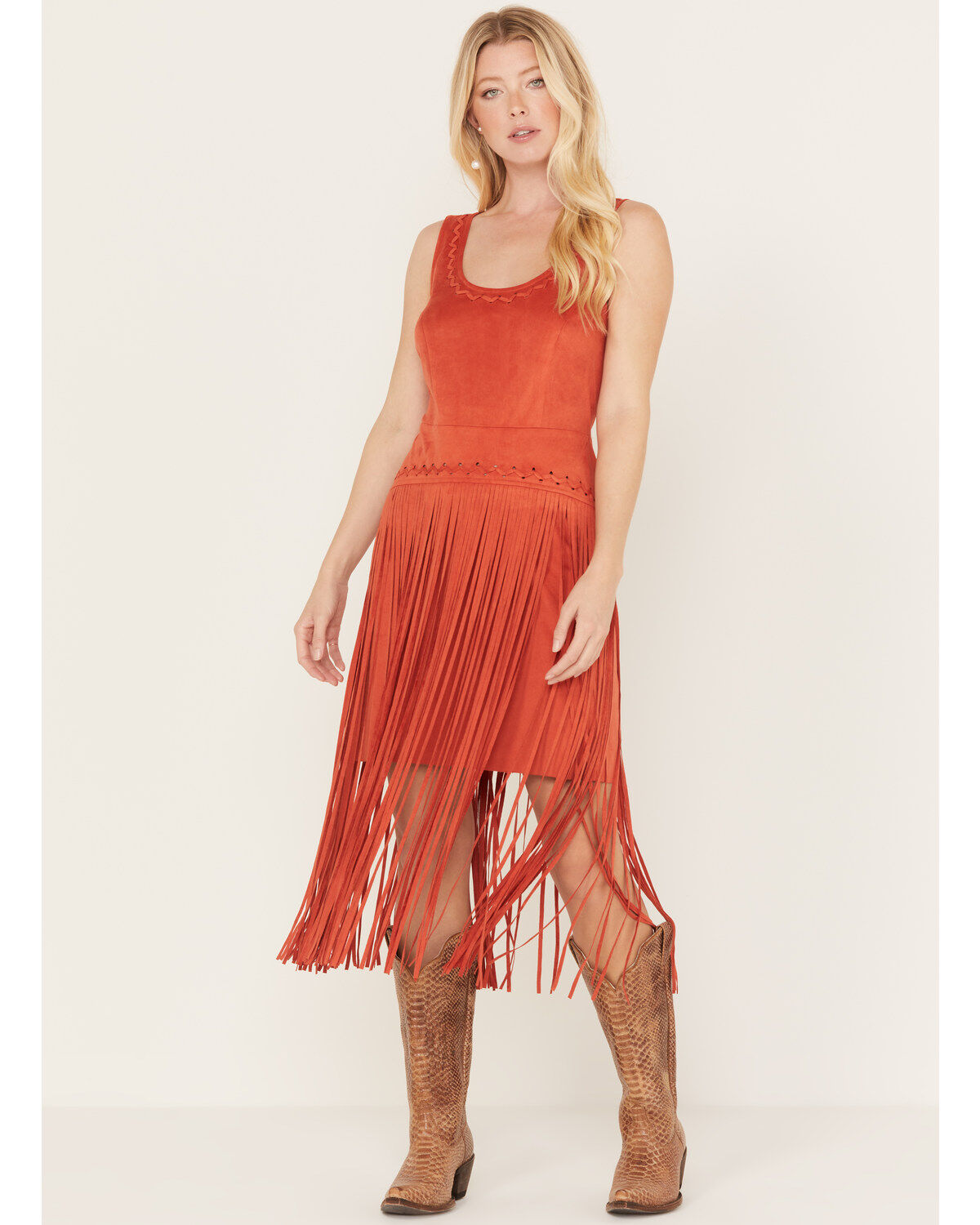 Idyllwind Women's Country Mannor Faux Suede Fringe Mini Dress