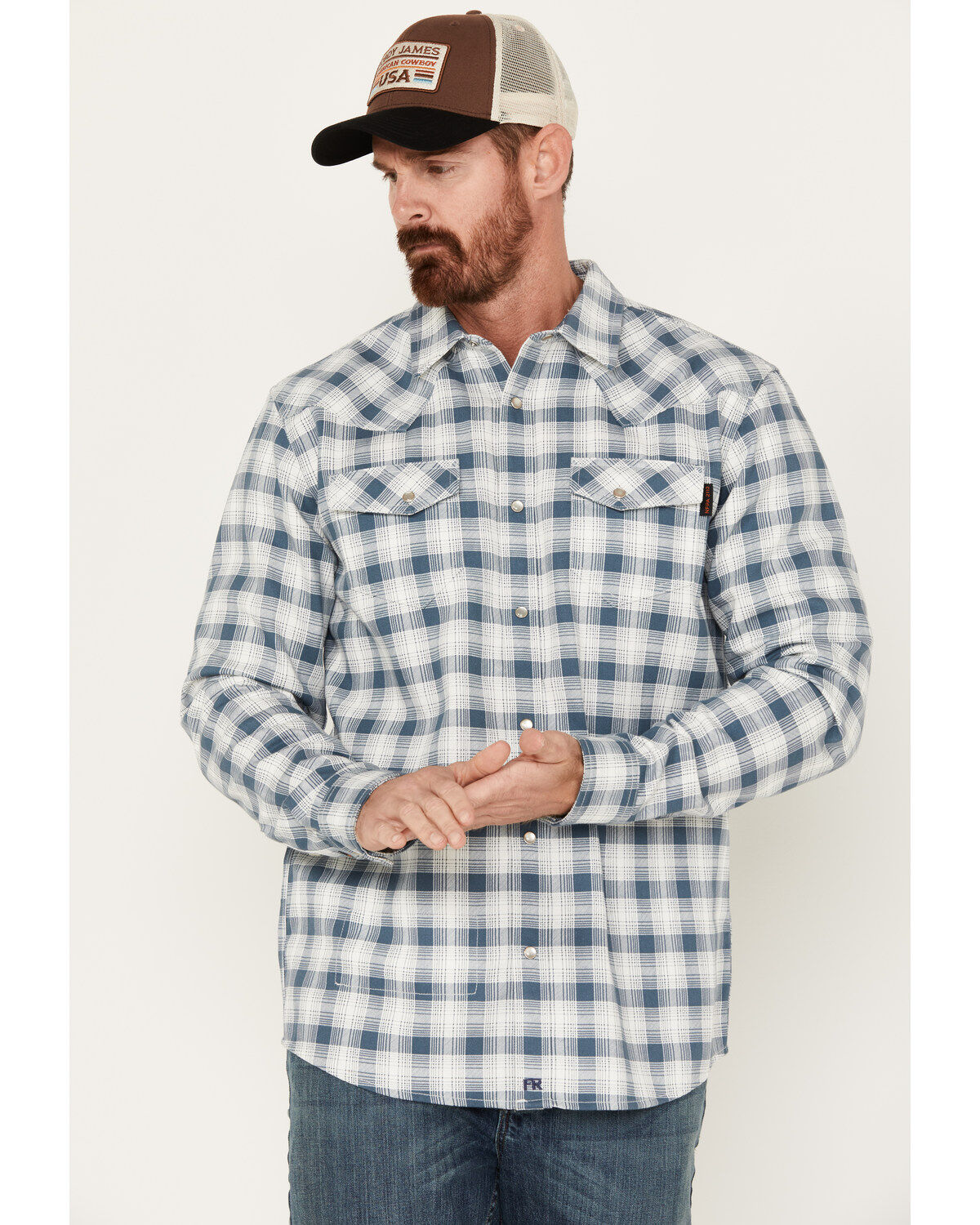 Cody James Men's FR Midweight Plaid Print Long Sleeve Pearl Snap Work Shirt 1 178633-cody-james-men-s-fr-midweight-plaid-print-long-sleeve-pearl-snap-work-shirt-1.jpg