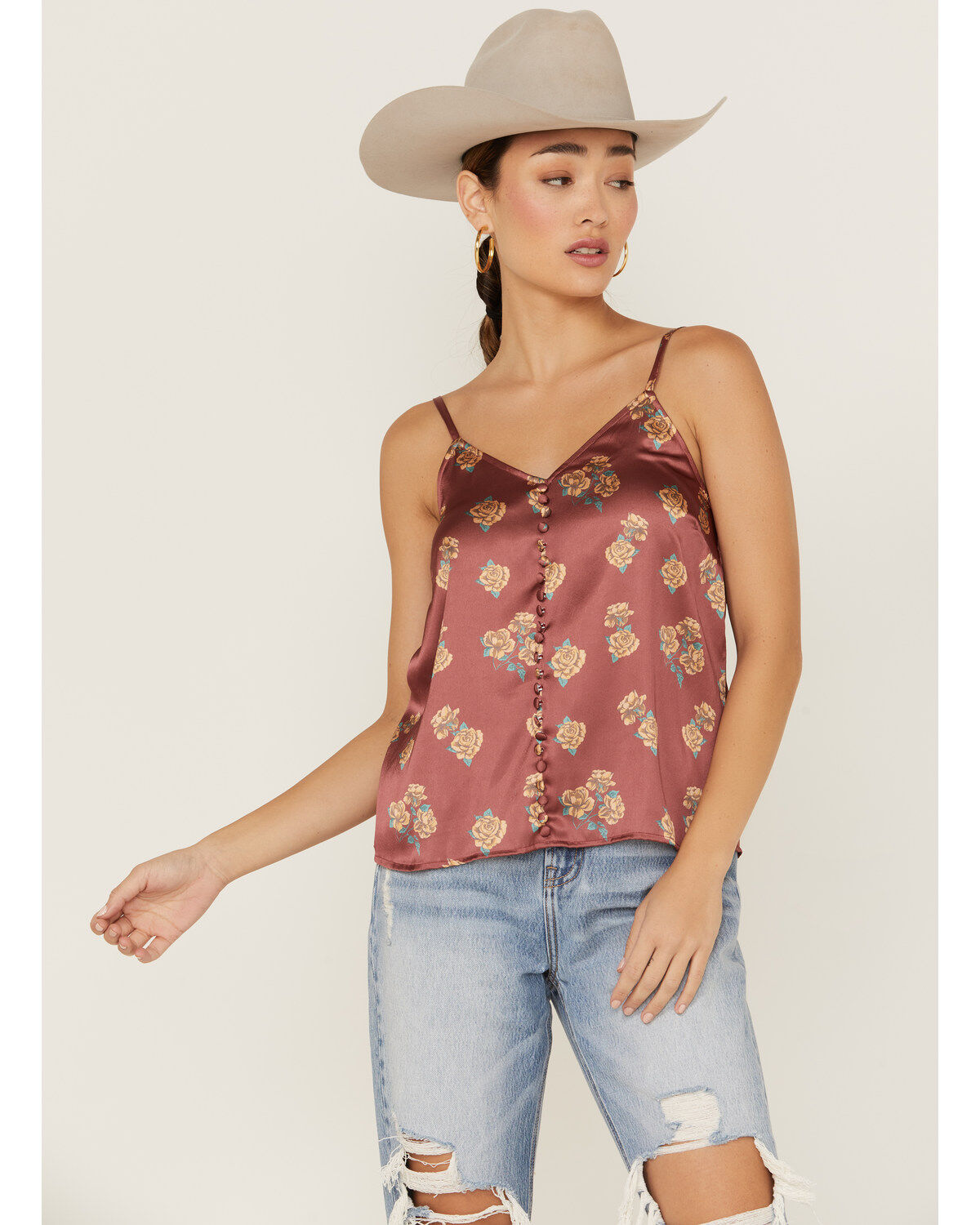 Panhandle Women's Floral Satin Button Front Cami 1 181442-panhandle-women-s-floral-satin-button-front-cami-1.jpg