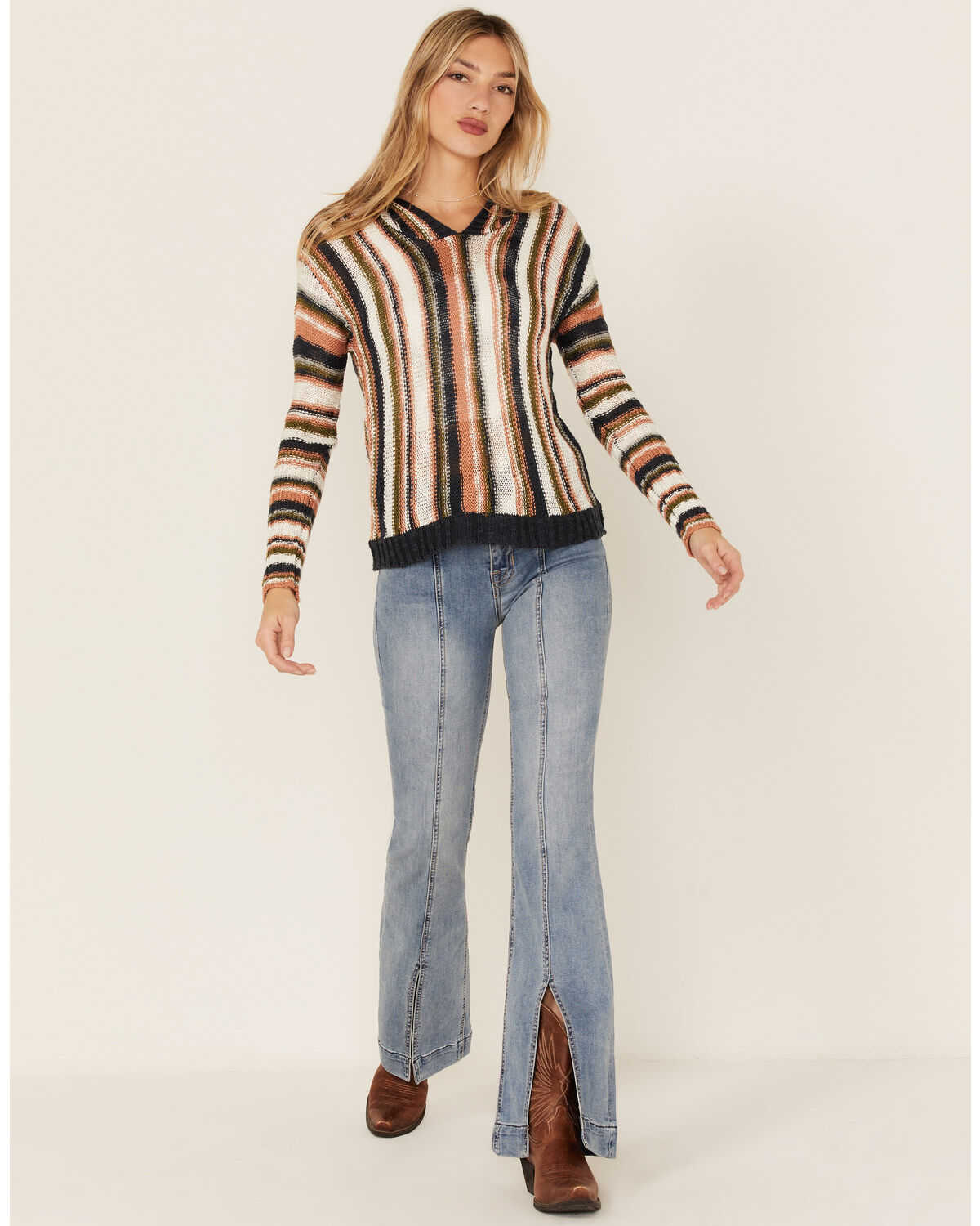 Panhandle Women's Striped Boho Hooded Sweater 1 181605-panhandle-women-s-striped-boho-hooded-sweater-1.jpg
