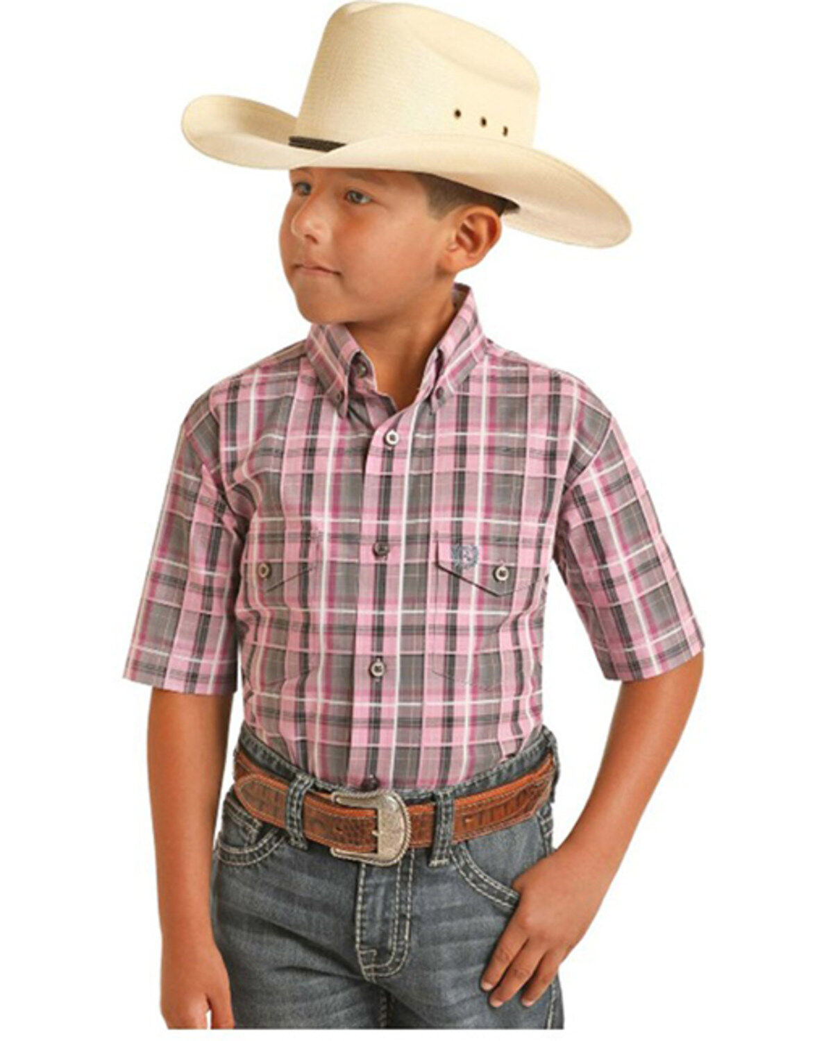 Panhandle Boys' Plaid Print Short Sleeve Button-Down Western Shirt 1 182943-panhandle-boys-plaid-print-short-sleeve-button-down-western-shirt-1.jpg