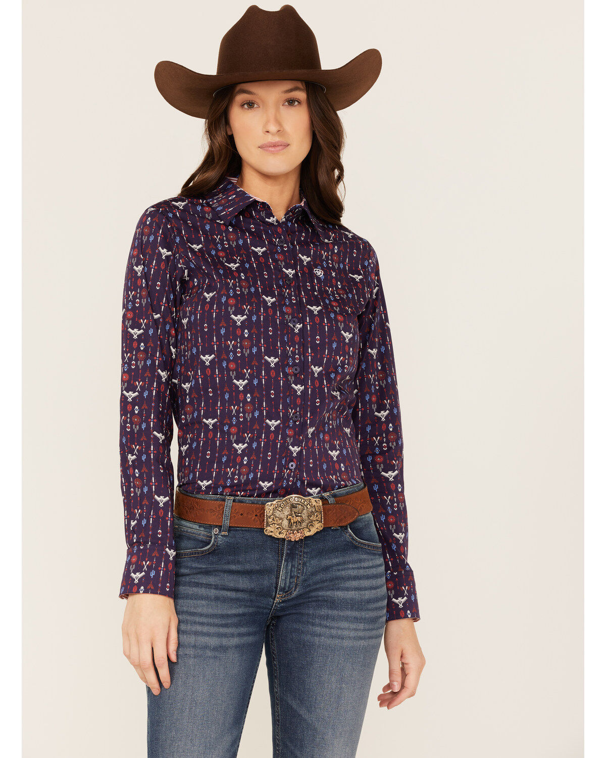 Ariat Women's Southwestern Print Long Sleeve Kirby Stretch Button-Down Shirt
