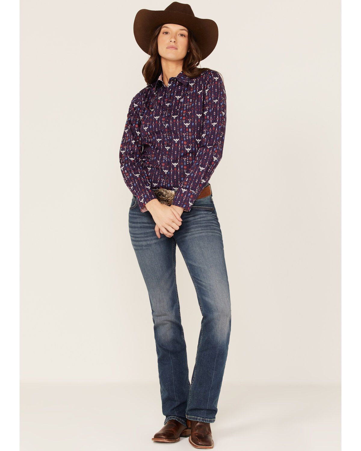 Ariat Women's Southwestern Print Long Sleeve Kirby Stretch Button-Down Shirt