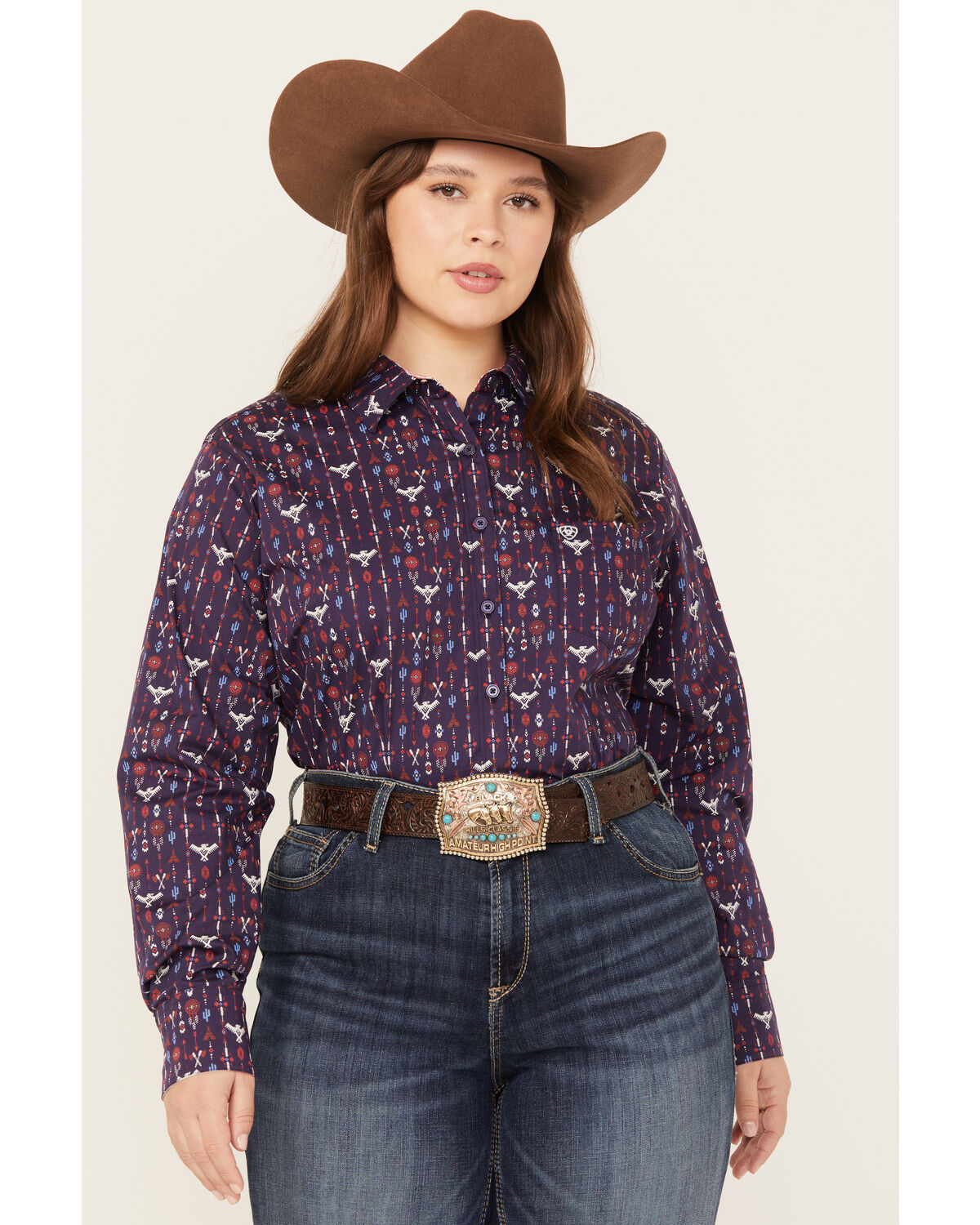 Ariat Women's Southwestern Print Long Sleeve Kirby Stretch Button Down Shirt - Plus 1 188952-ariat-women-s-southwestern-print-long-sleeve-kirby-stretch-button-down-shirt-plus-1.jpg