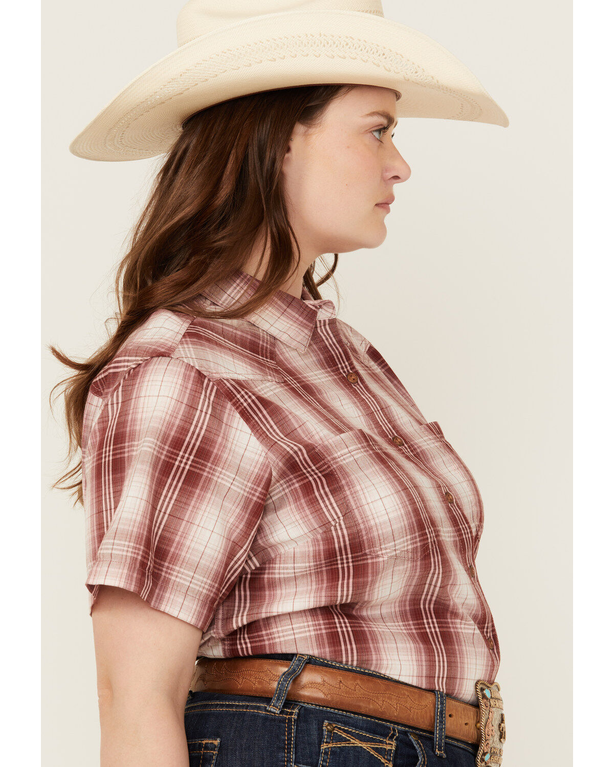 Ariat Women's Billie Jean Plaid Print Short Sleeve Button-Down Western Shirt - Plus