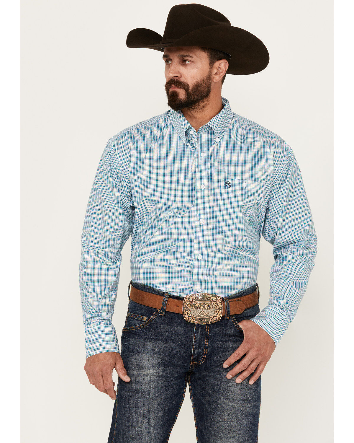 George Strait by Wrangler Men's Plaid Print Long Sleeve Button-Down Western Shirt 1 189643-george-strait-by-wrangler-men-s-plaid-print-long-sleeve-button-down-western-shirt-1.jpg