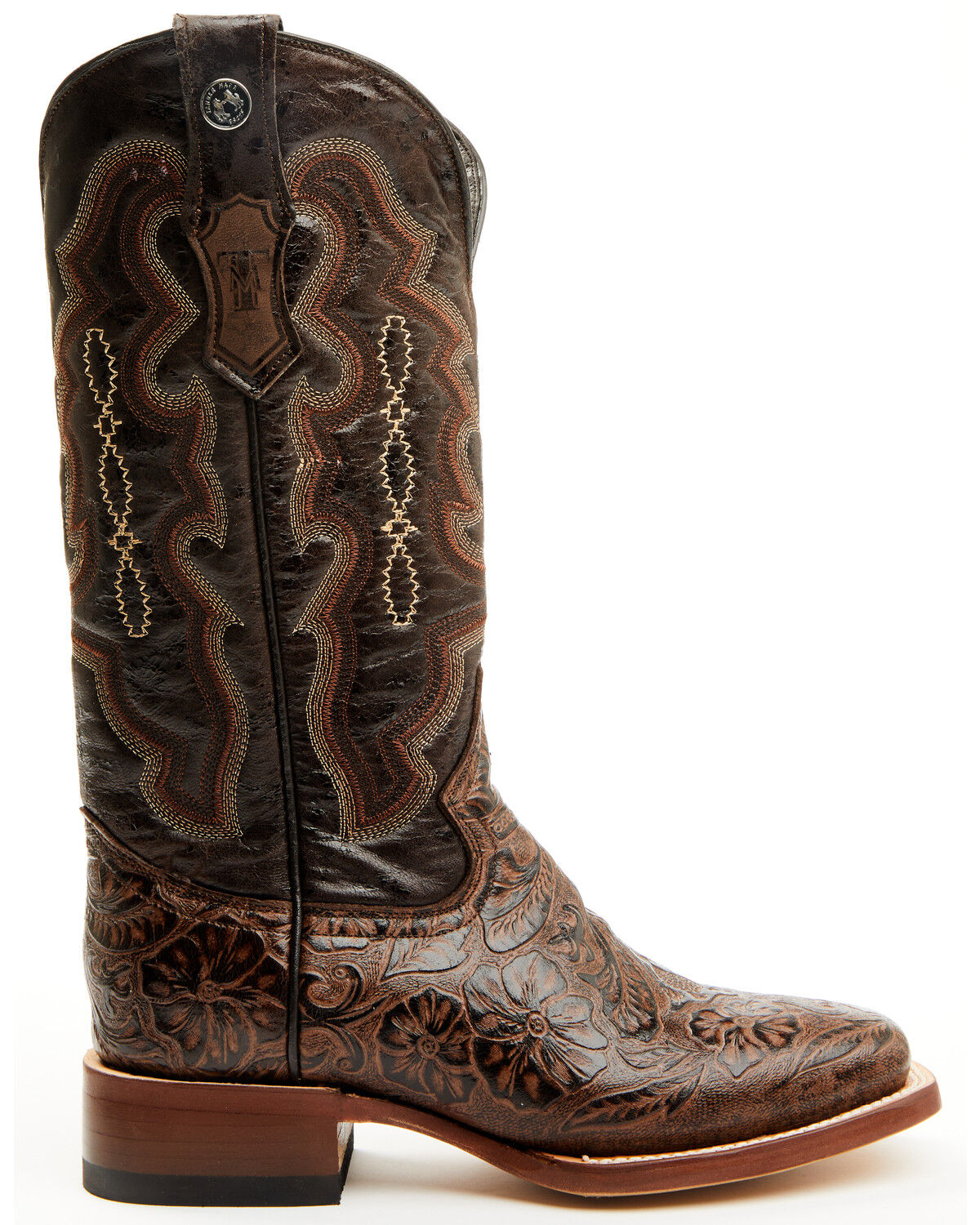 Tanner Women's Hand Tooled Floral Western Boots - Broad Square Toe