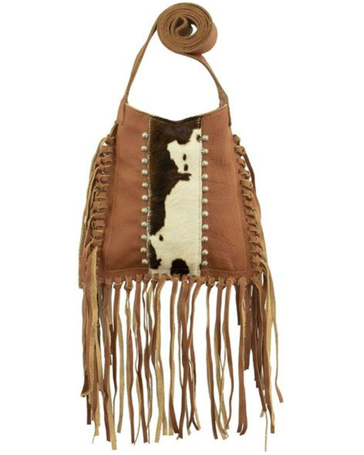 American West Women's Hair-On Fringe Crossbody Messenger