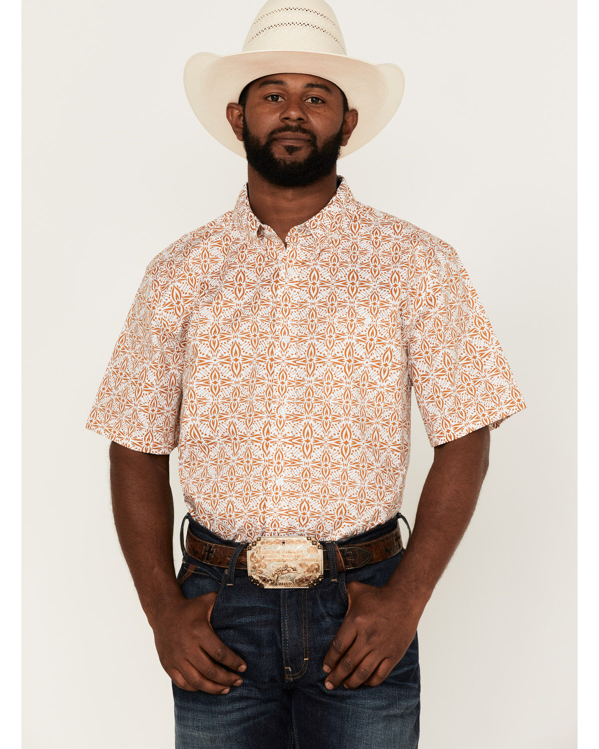 RANK 45&reg; Men's Kickin Southwestern Print Short Sleeve Button-Down Western Shirt